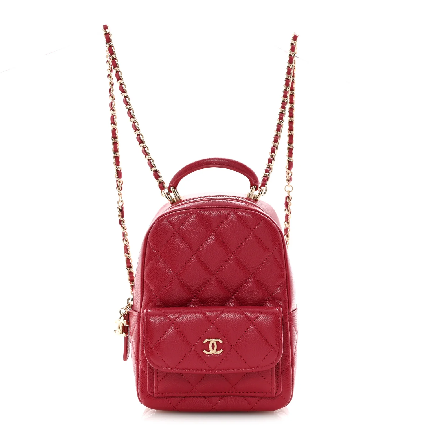 Caviar Quilted CC Mini Classic Backpack Dark Red