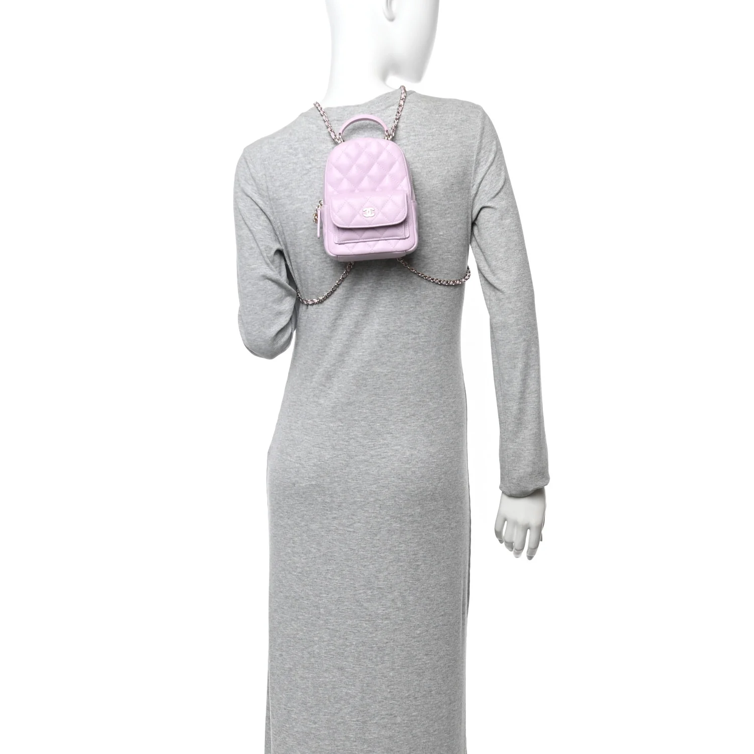 Caviar Quilted CC Mini Classic Backpack Light Purple - Image 2