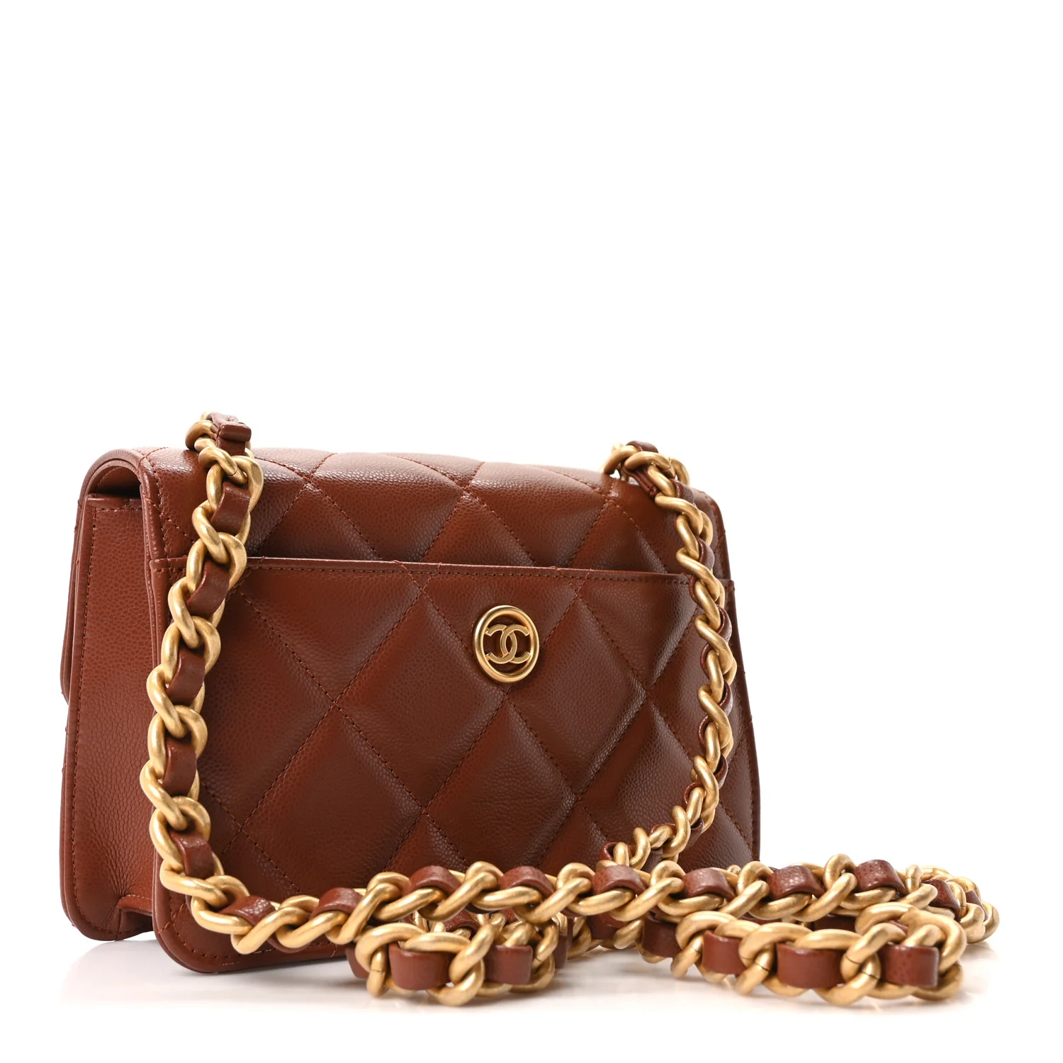 Caviar Quilted CC Mini Flap Brown - Image 3