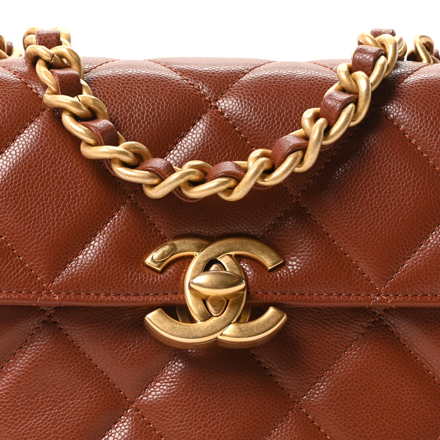 Caviar Quilted CC Mini Flap Brown - Image 8