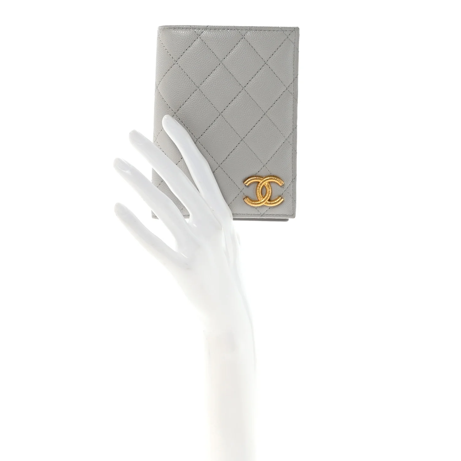 Caviar Quilted CC Passport Holder Grey - Image 2