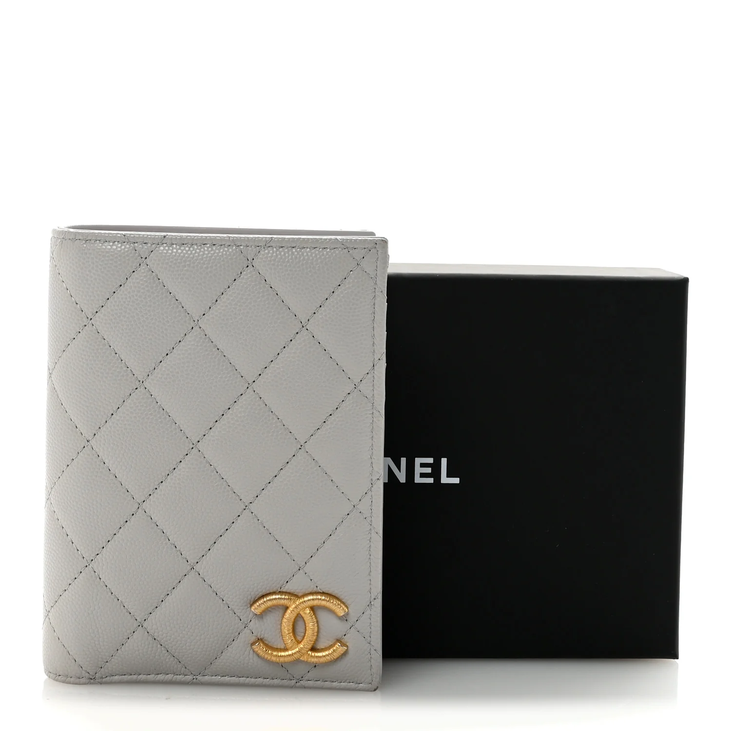 Caviar Quilted CC Passport Holder Grey - Image 9