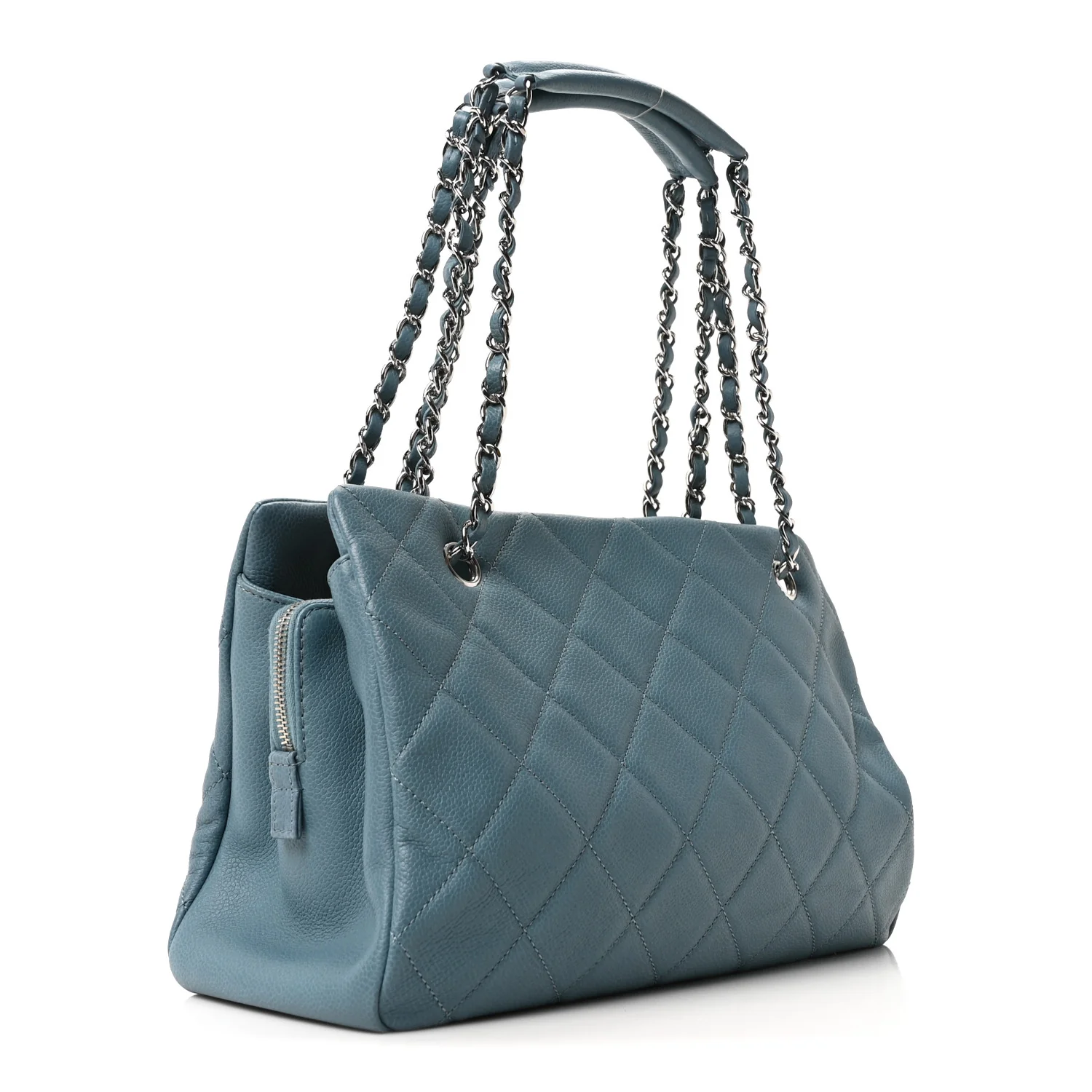 Caviar Quilted CC Timeless Soft Tote Blue - Image 3