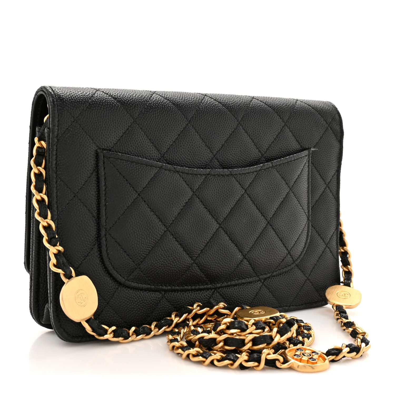 Caviar Quilted CC Turnlock Charm Wallet On Chain WOC Black - Image 3