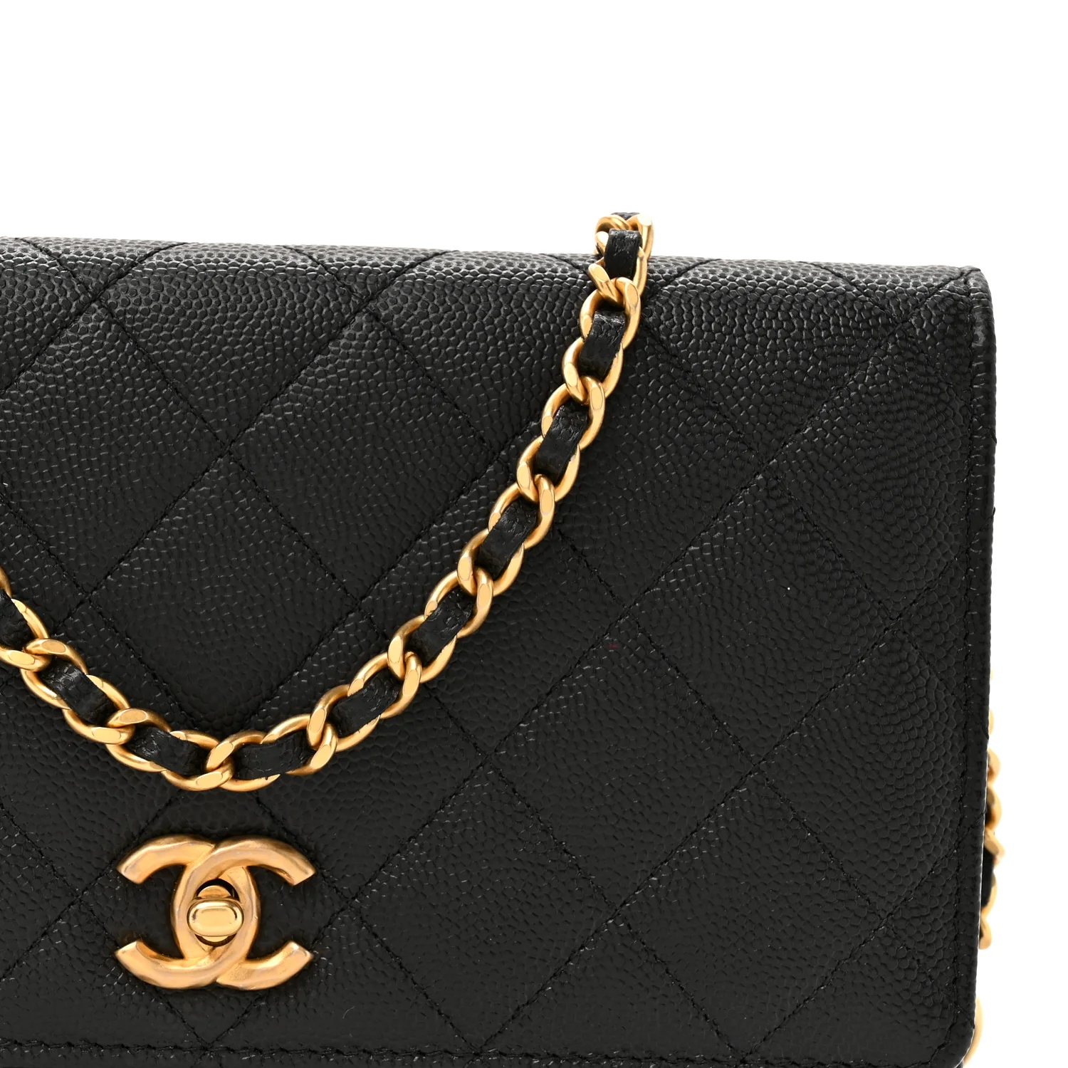 Caviar Quilted CC Turnlock Charm Wallet On Chain WOC Black - Image 9