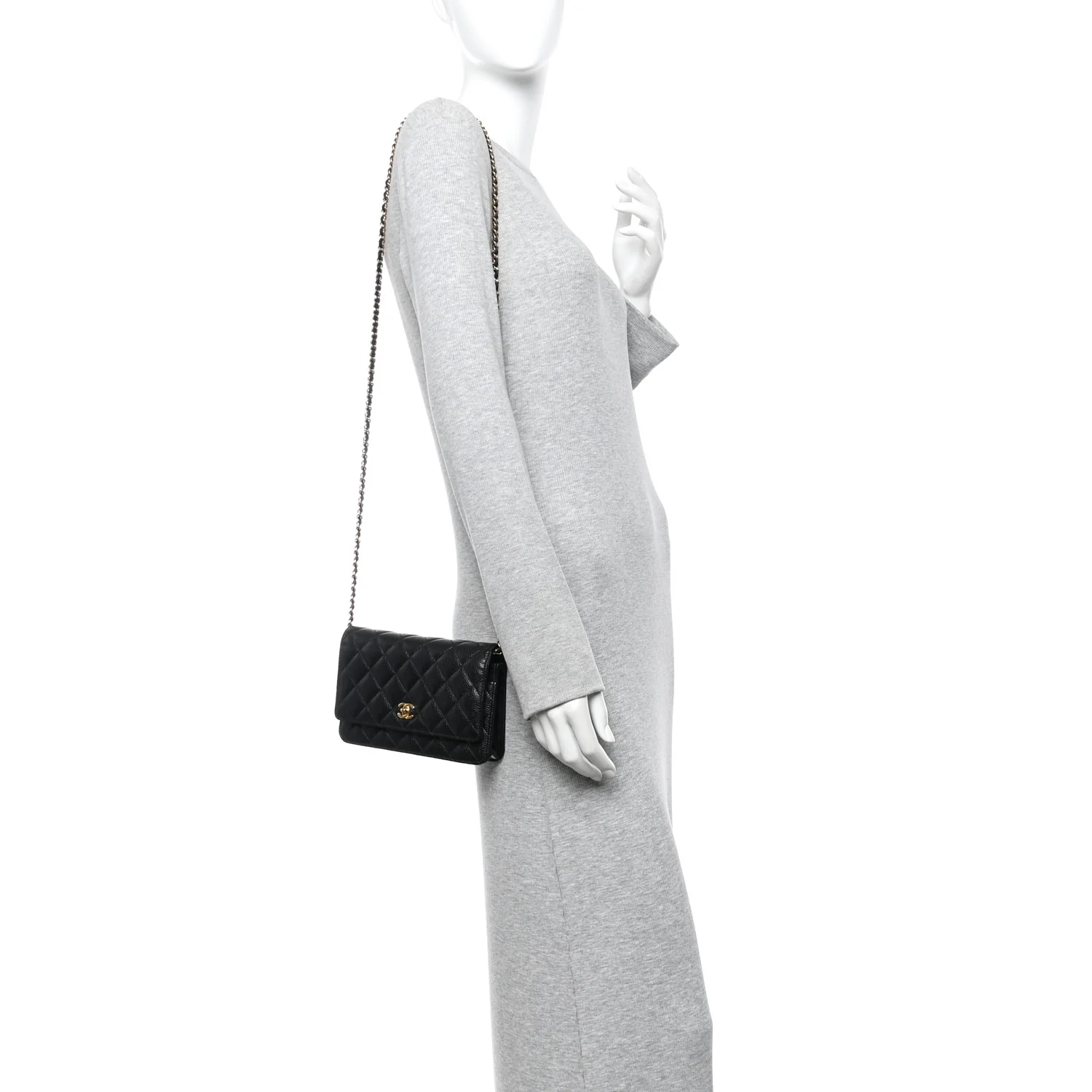 Caviar Quilted CC Turnlock Wallet On Chain WOC Black - Image 2
