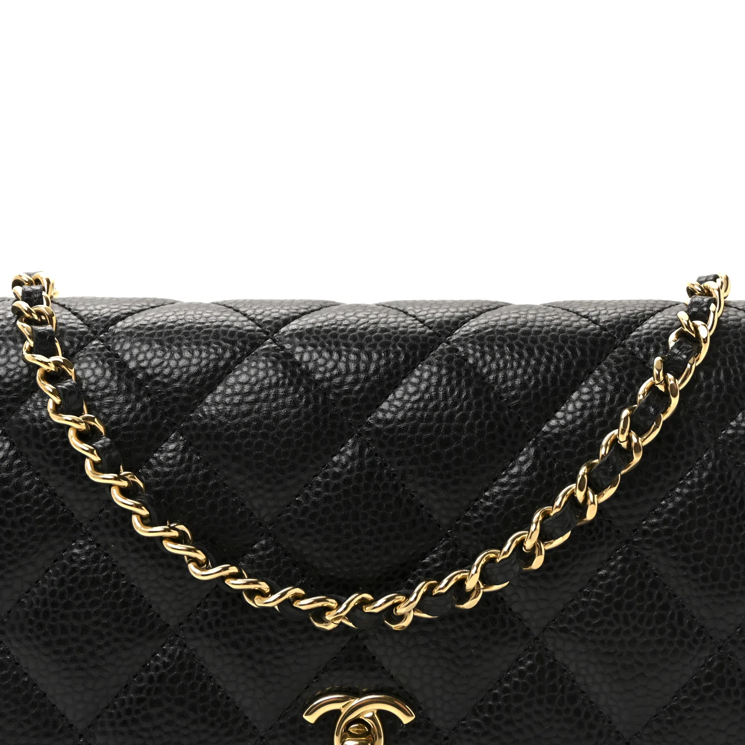 Caviar Quilted CC Turnlock Wallet On Chain WOC Black - Image 9