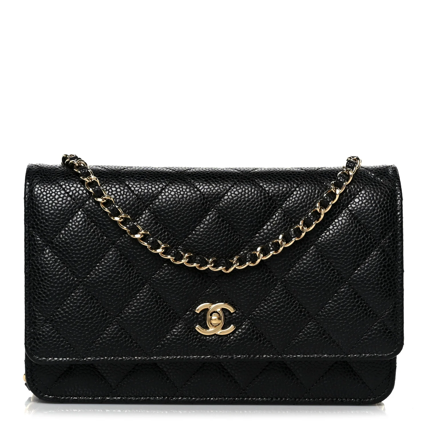Caviar Quilted CC Turnlock Wallet On Chain WOC Black