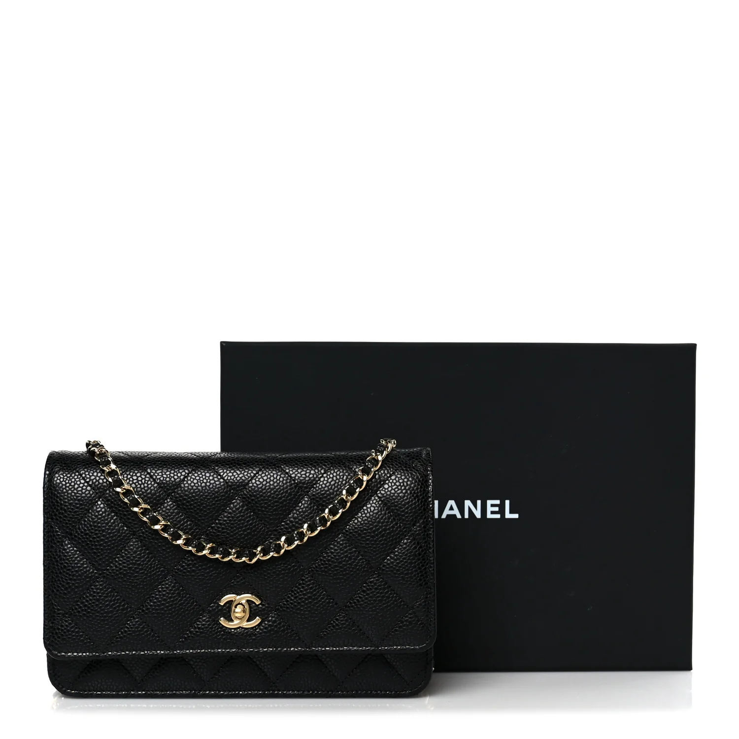 Caviar Quilted CC Turnlock Wallet On Chain WOC Black - Image 12