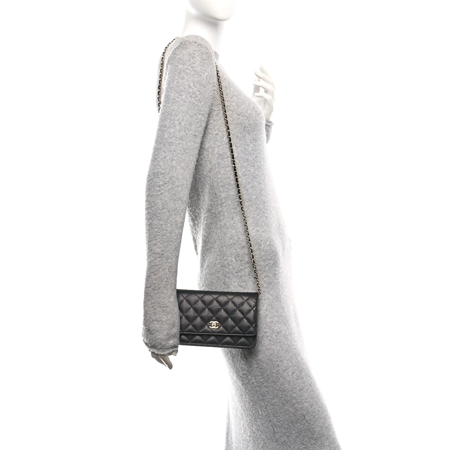 Caviar Quilted CC Turnlock Wallet On Chain WOC Black - Image 2