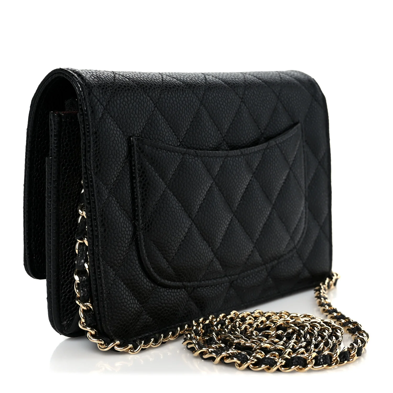 Caviar Quilted CC Turnlock Wallet On Chain WOC Black - Image 3