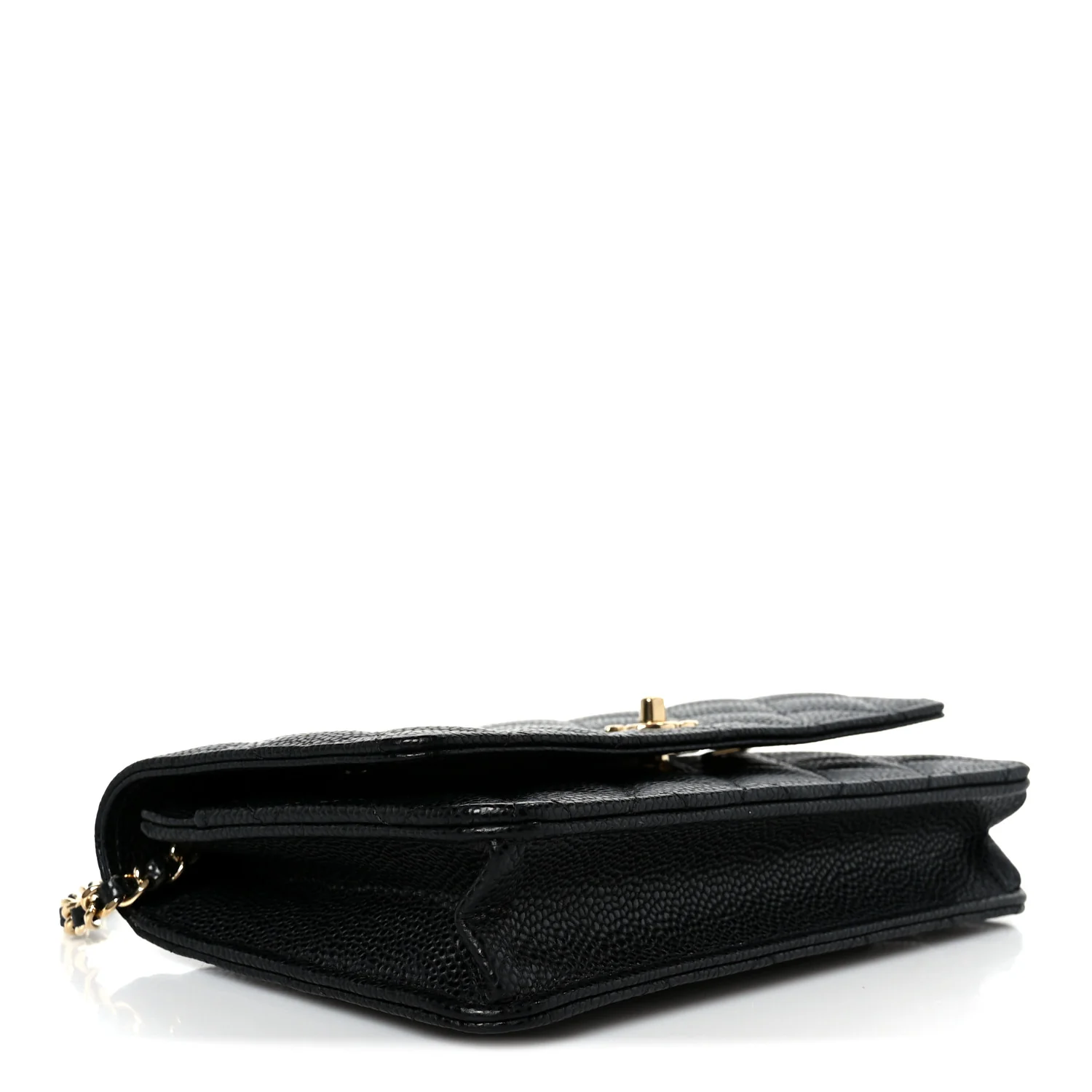 Caviar Quilted CC Turnlock Wallet On Chain WOC Black - Image 4
