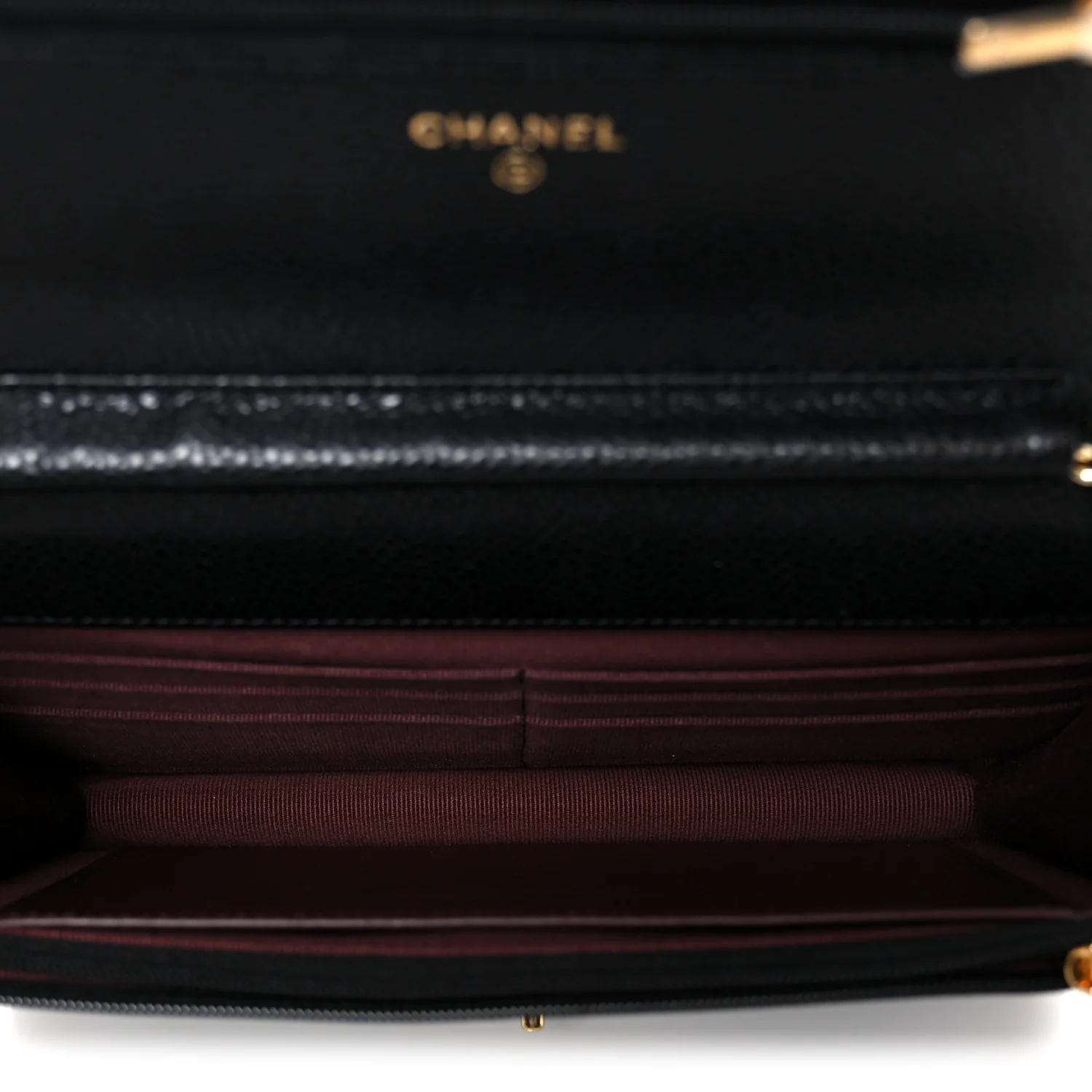 Caviar Quilted CC Turnlock Wallet On Chain WOC Black - Image 5