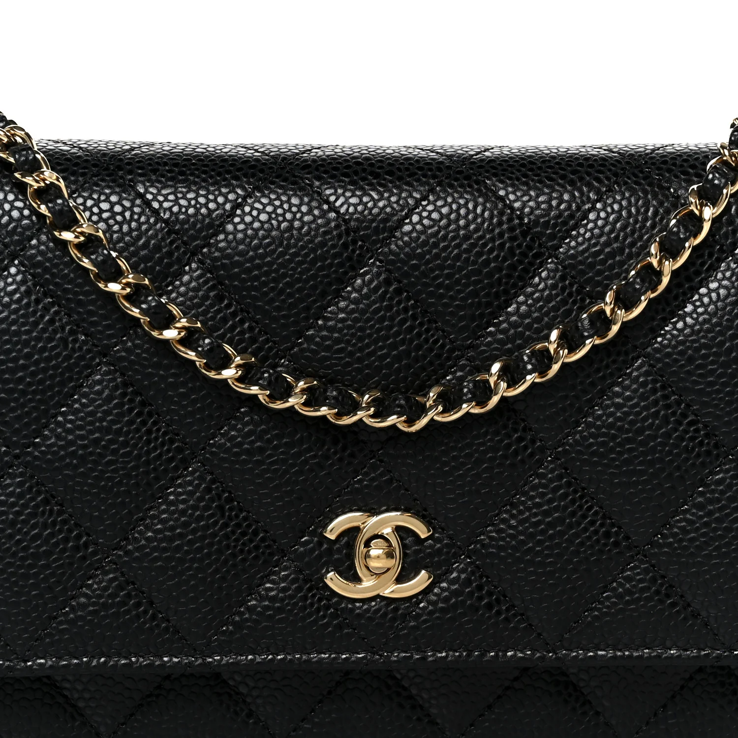 Caviar Quilted CC Turnlock Wallet On Chain WOC Black - Image 9