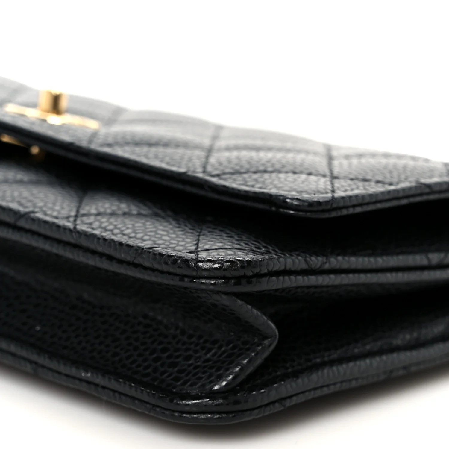 Caviar Quilted CC Turnlock Wallet On Chain WOC Black - Image 11