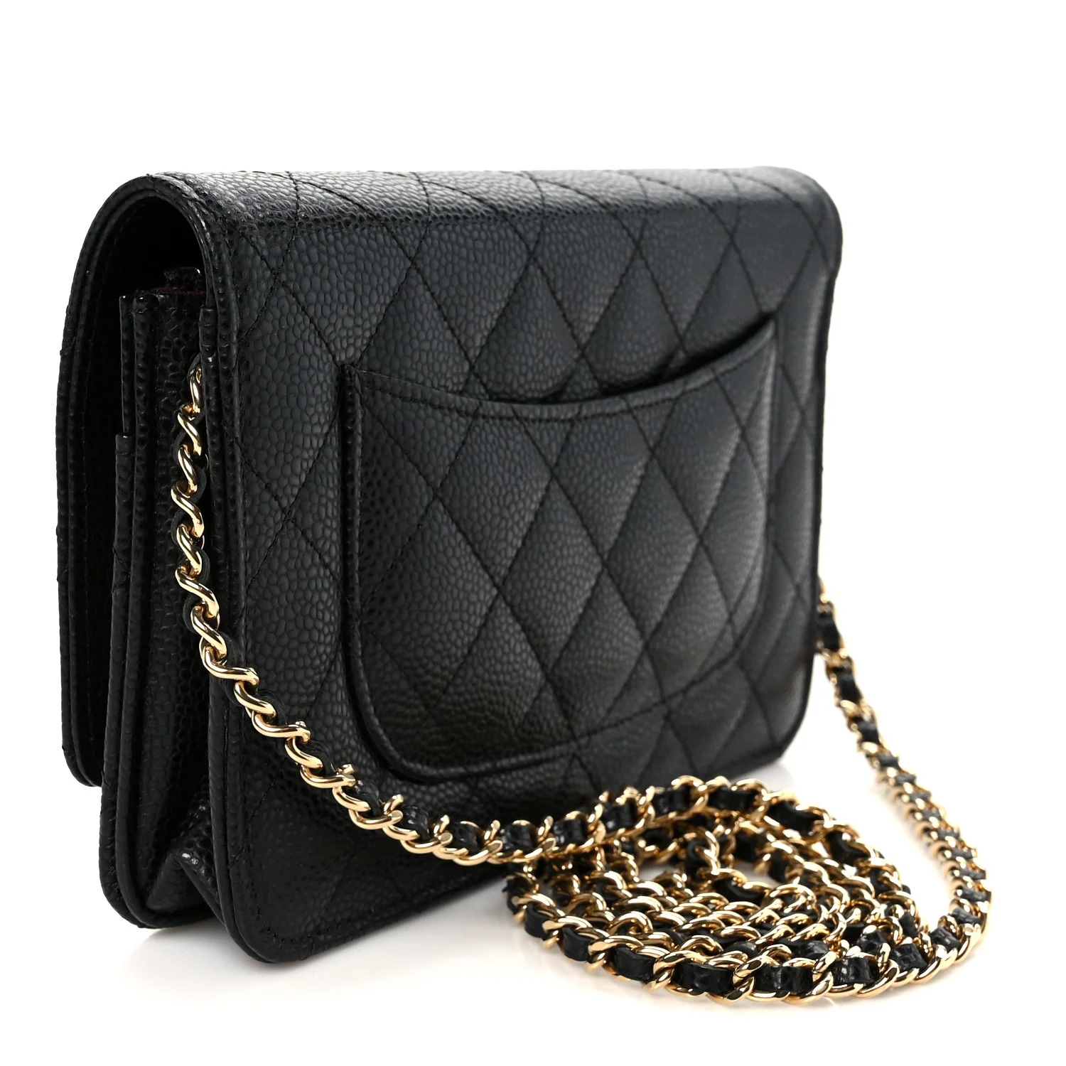 Caviar Quilted CC Turnlock Wallet On Chain WOC Black - Image 3