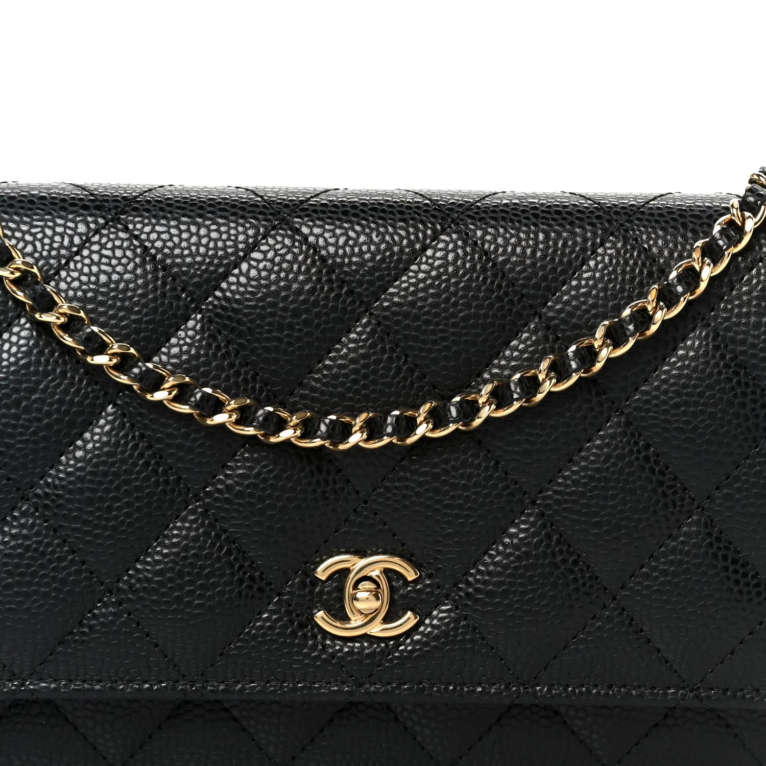 Caviar Quilted CC Turnlock Wallet On Chain WOC Black - Image 9