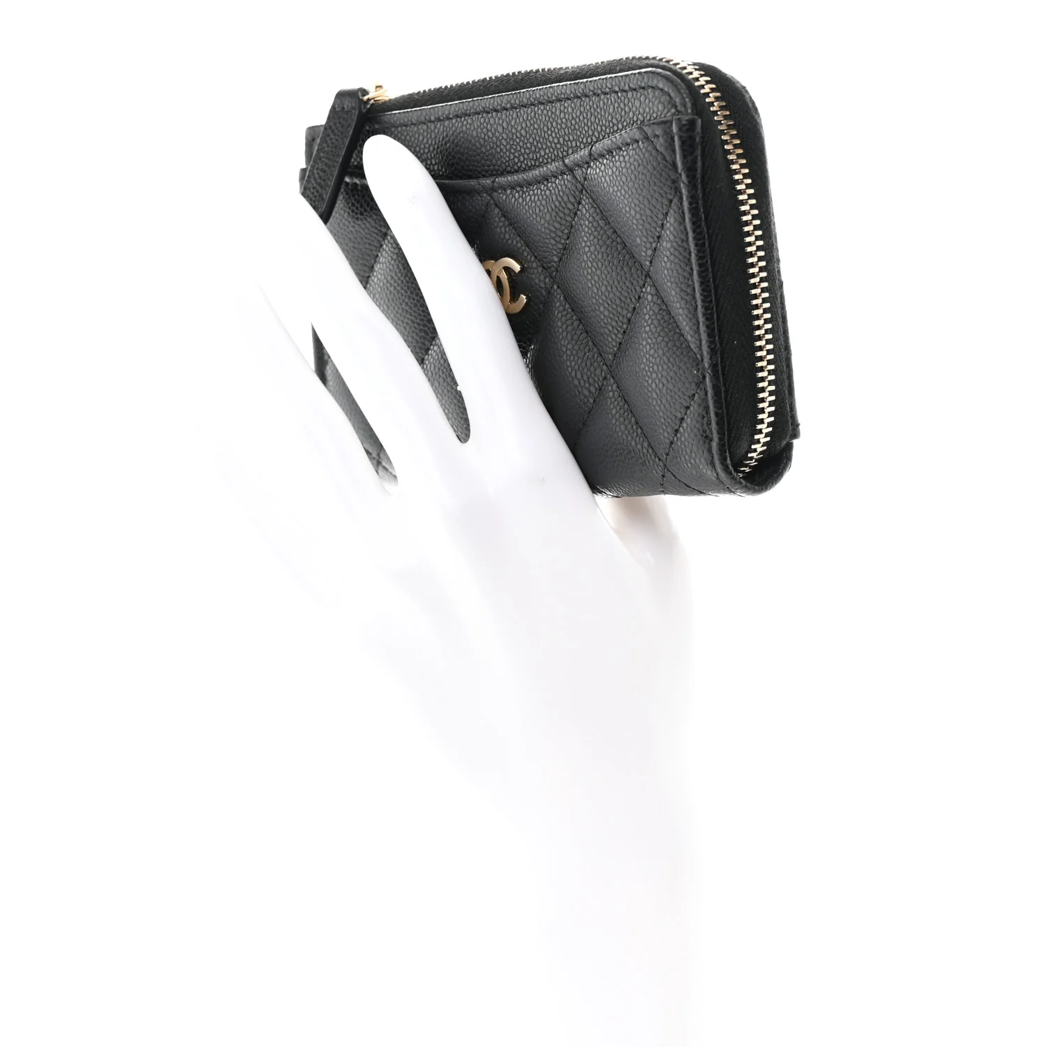 Caviar Quilted CC Zip Around Card Holder Black - Image 2