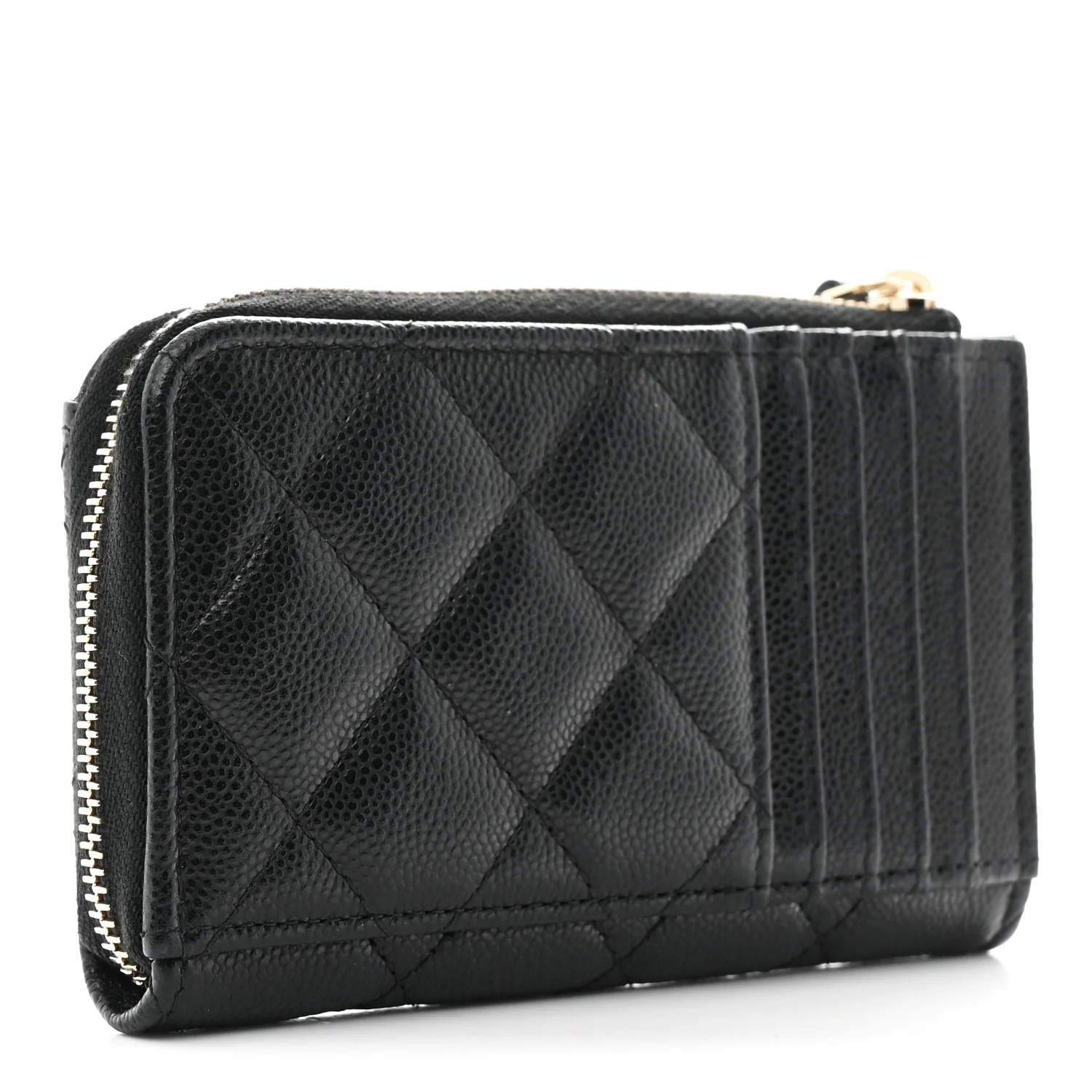 Caviar Quilted CC Zip Around Card Holder Black - Image 3
