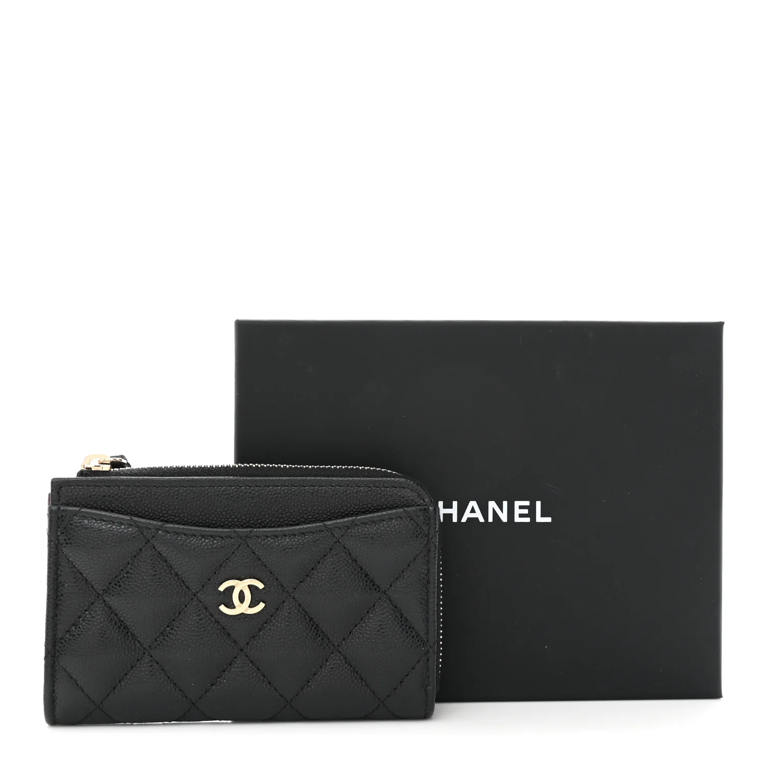 Caviar Quilted CC Zip Around Card Holder Black - Image 8