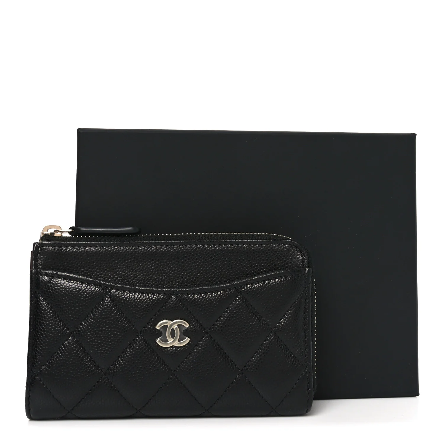Caviar Quilted CC Zip Around Card Holder Black - Image 8
