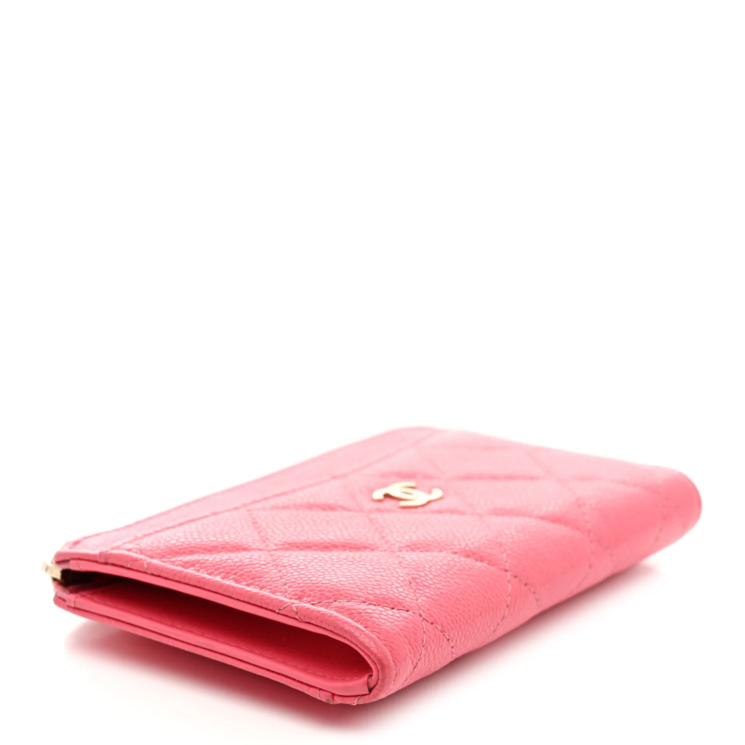 Caviar Quilted CC Zip Around Card Holder Pink - Image 4