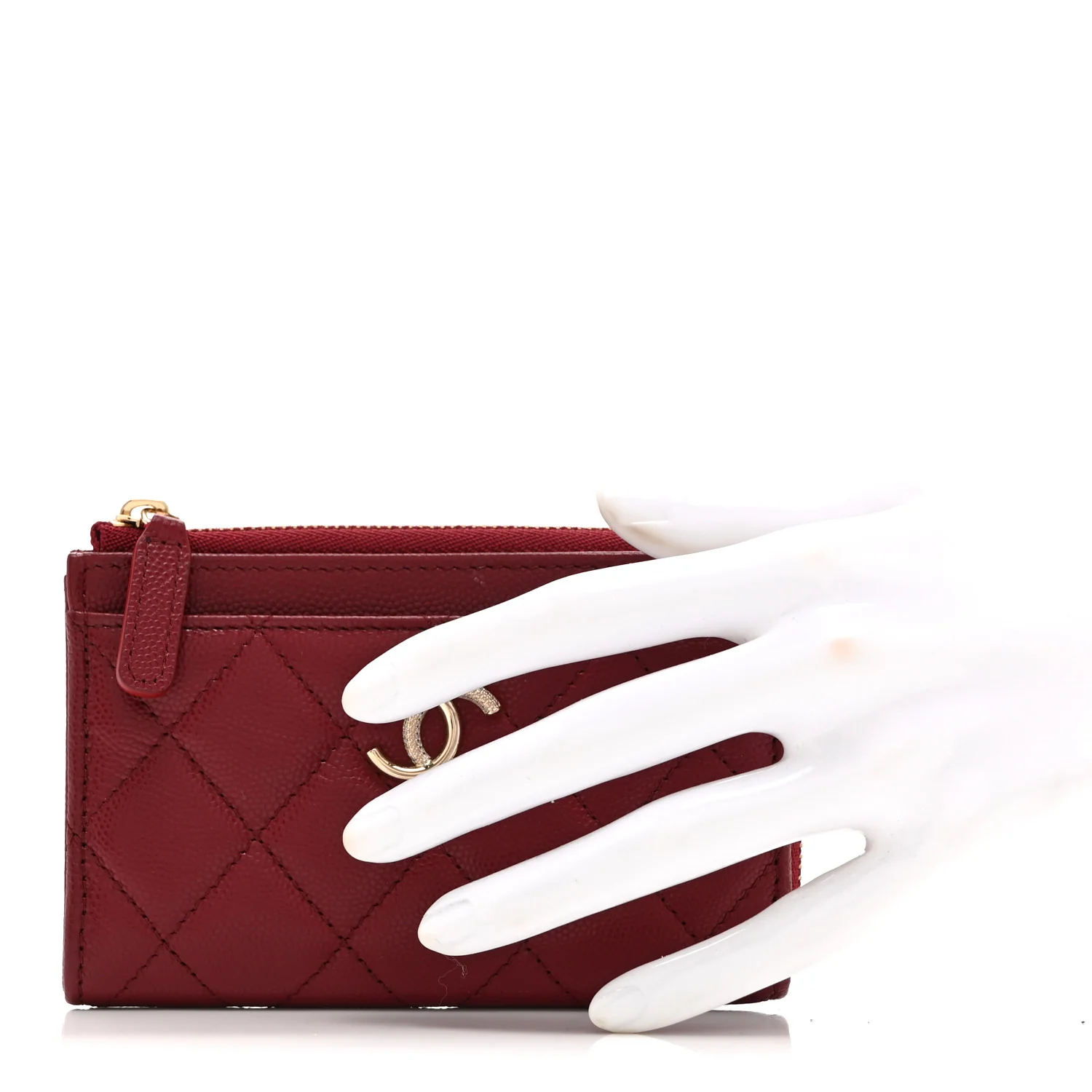 Caviar Quilted CC Zip Around Card Holder Red - Image 2