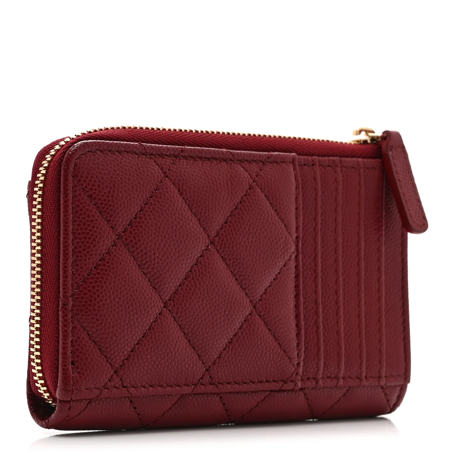 Caviar Quilted CC Zip Around Card Holder Red - Image 3
