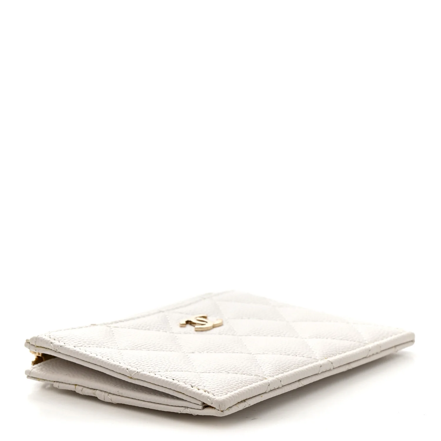 Caviar Quilted CC Zip Card Holder White - Image 4