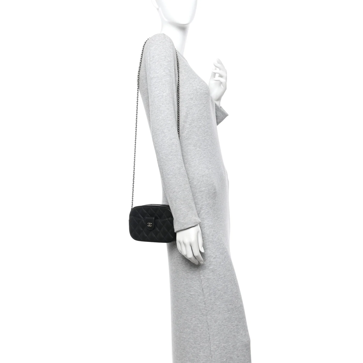 Caviar Quilted Chain Camera Bag Black - Image 2
