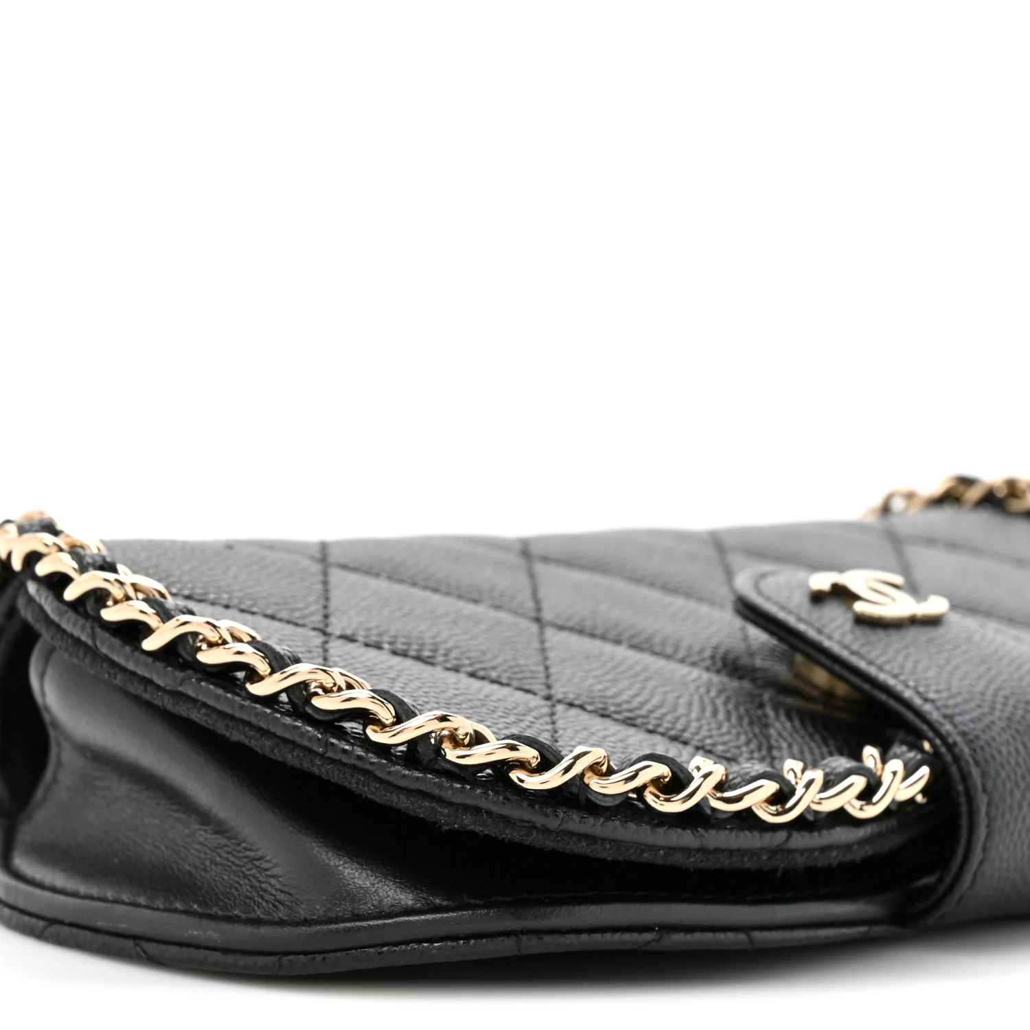 Caviar Quilted Chain Glasses Case Black - Image 10