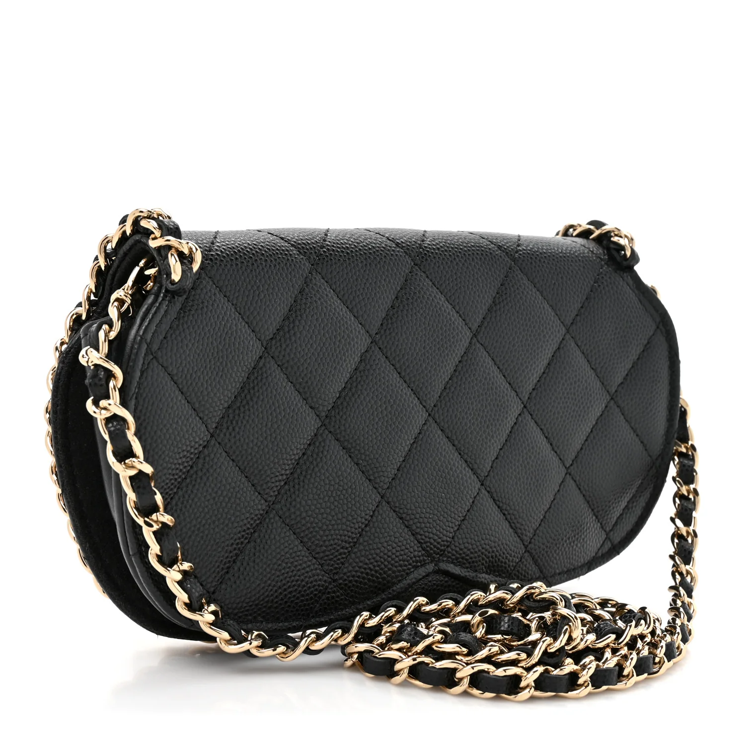 Caviar Quilted Chain Glasses Case Black - Image 3