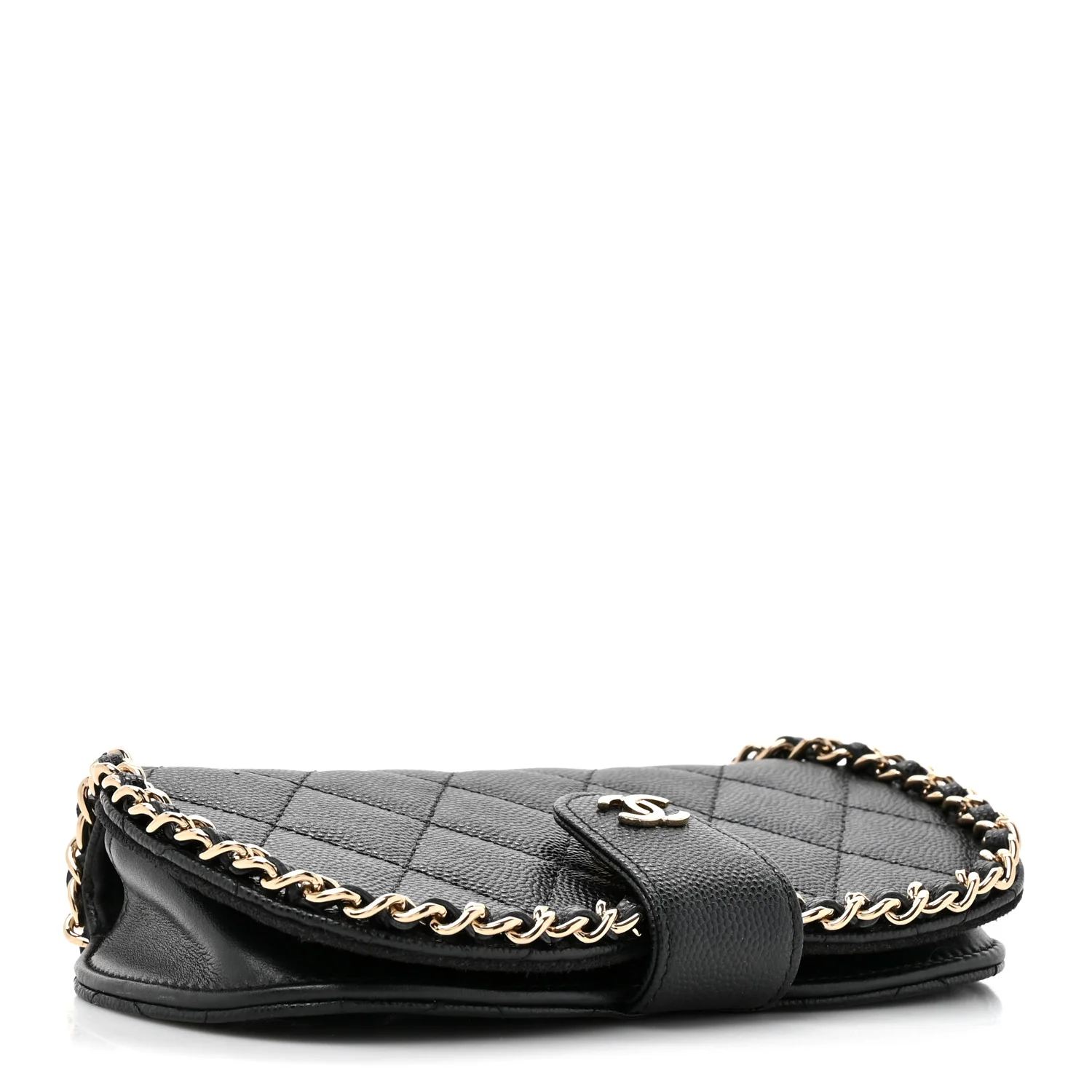 Caviar Quilted Chain Glasses Case Black - Image 4