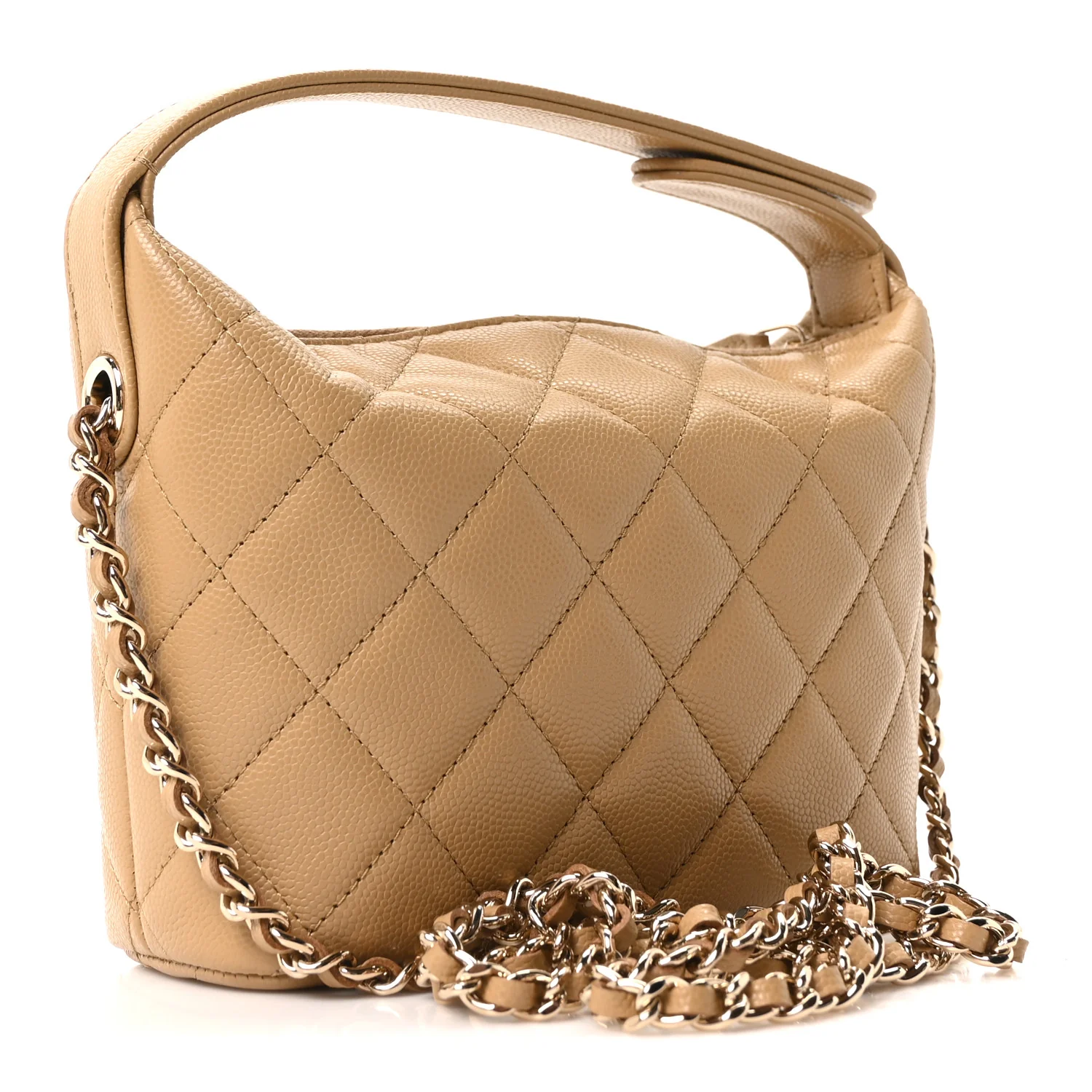 Caviar Quilted Chain Hobo Dark Beige - Image 5