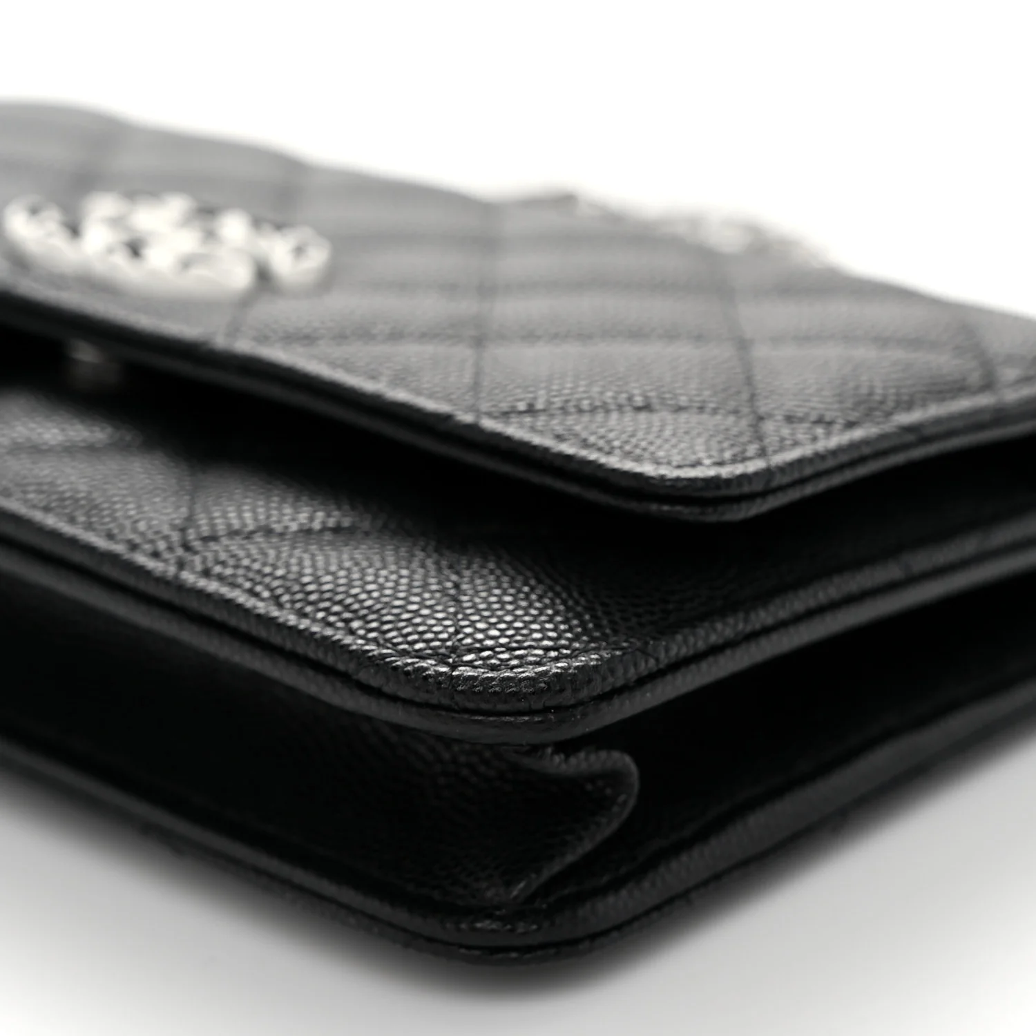 Caviar Quilted Chanel 19 Wallet On Chain WOC Black White - Image 11