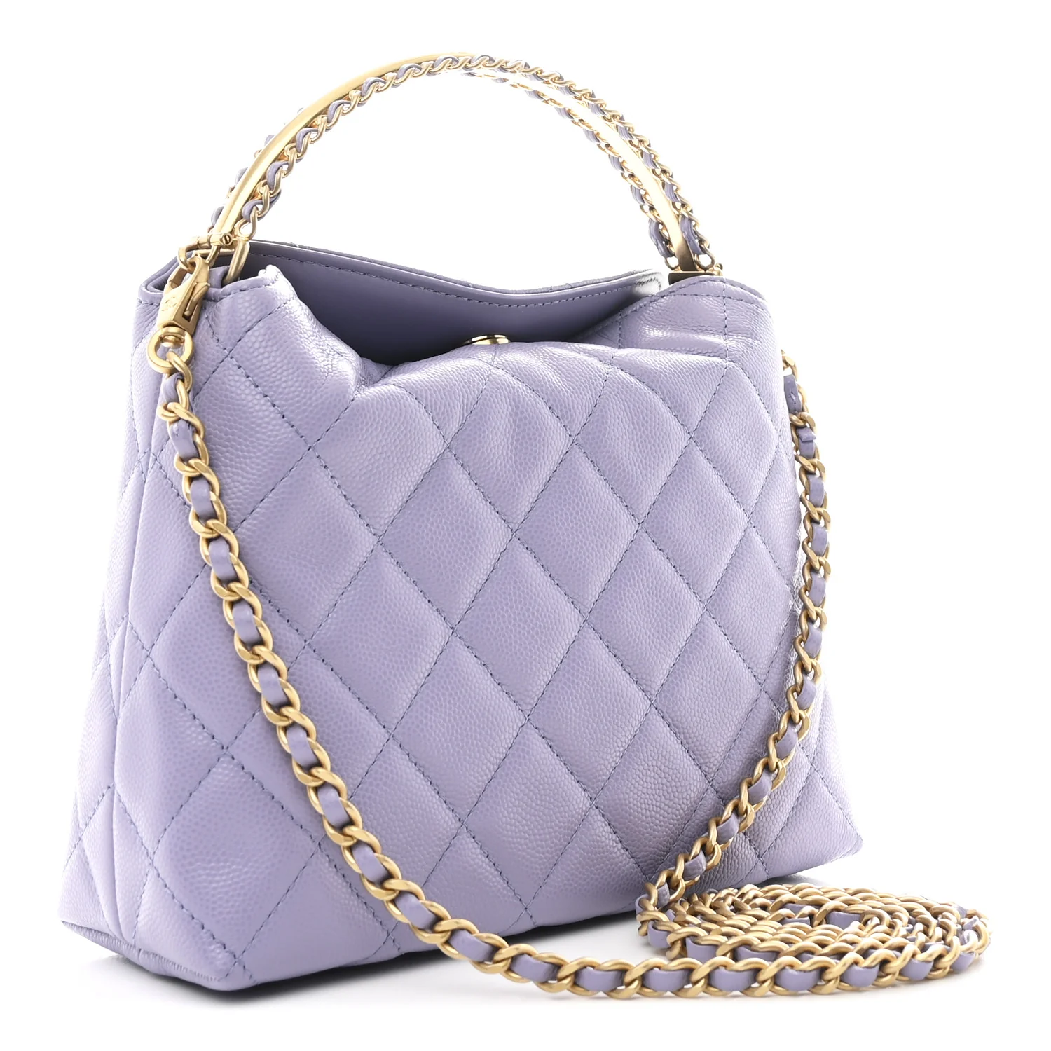 Caviar Quilted Chanel Way Clutch With Chain Light Purple - Image 3