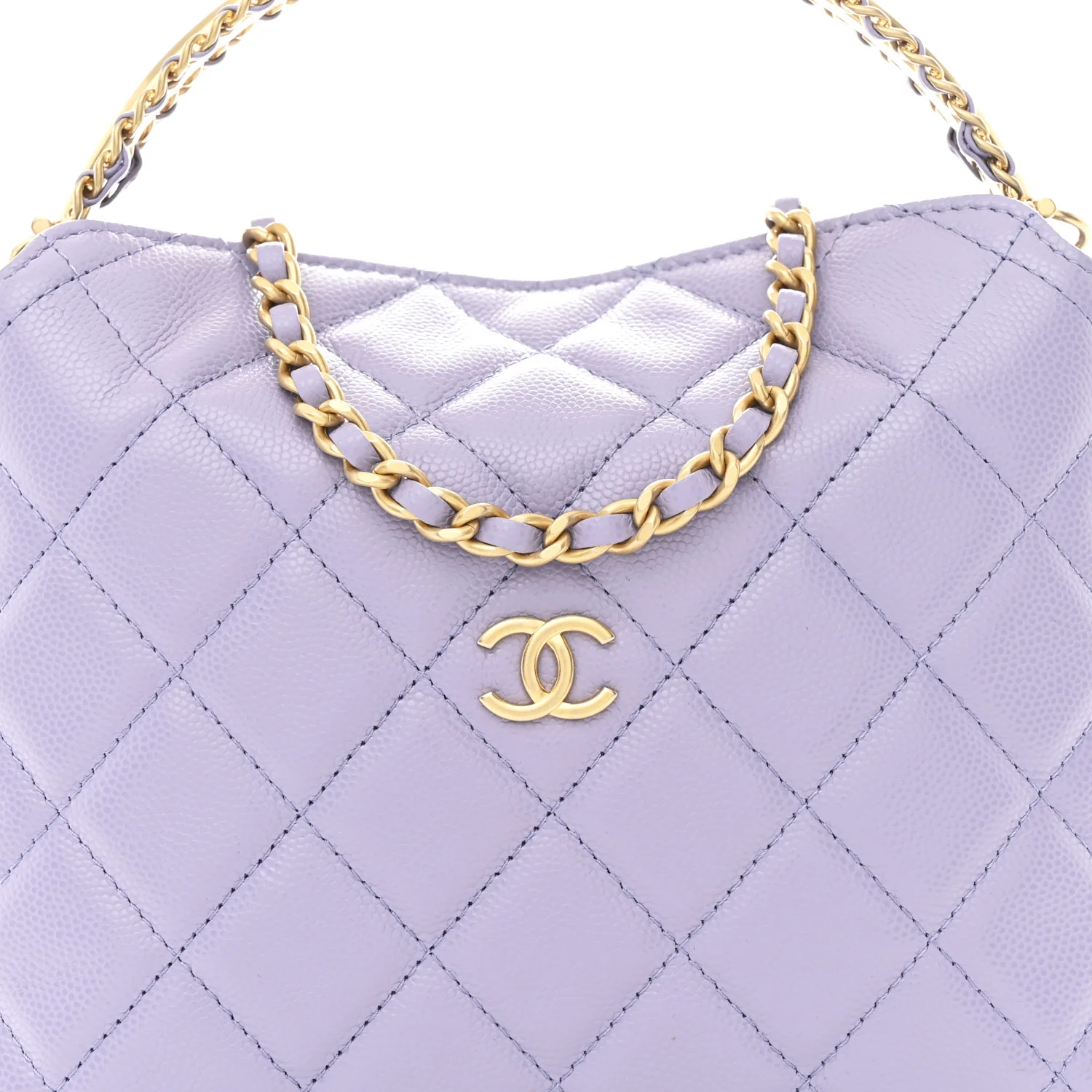 Caviar Quilted Chanel Way Clutch With Chain Light Purple - Image 8