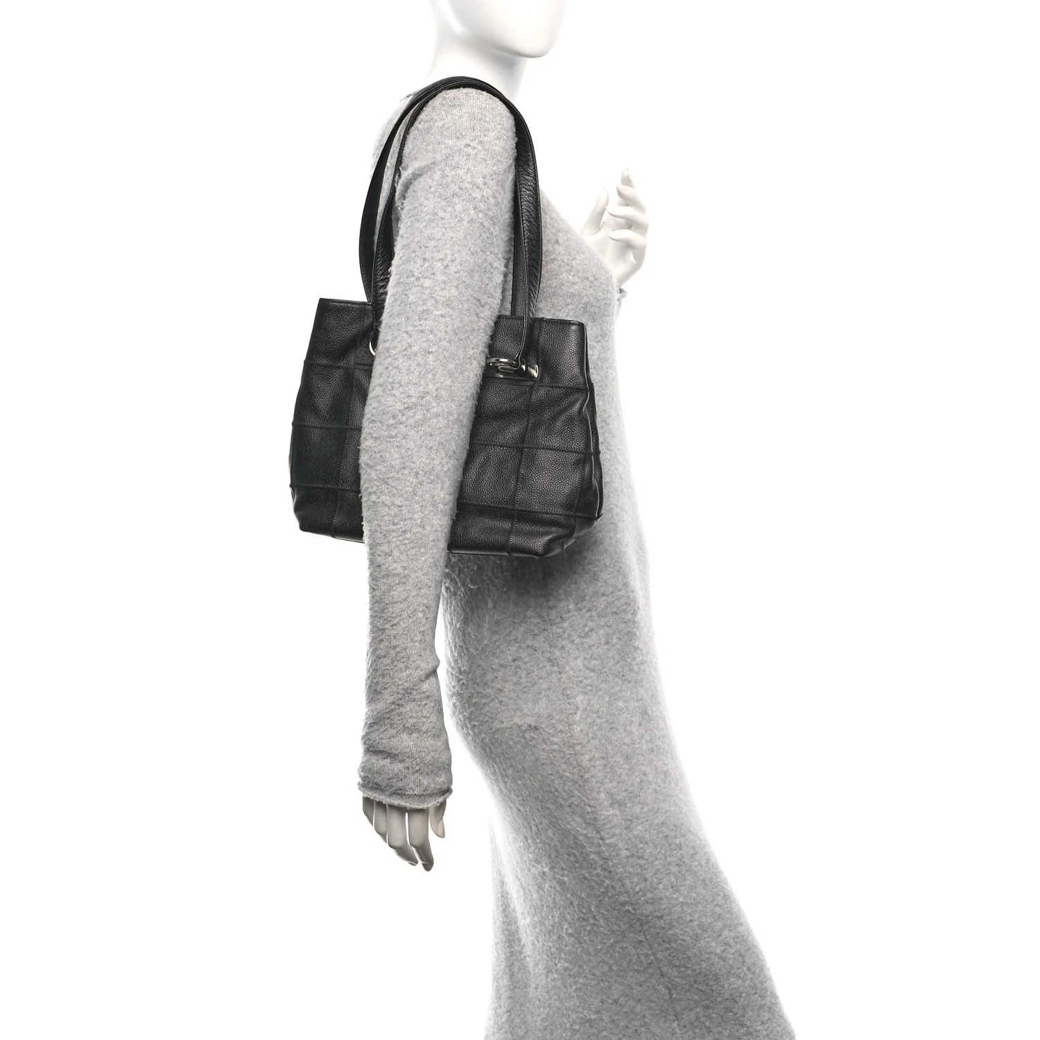 Caviar Quilted Chocolate Bar Tote Black - Image 2