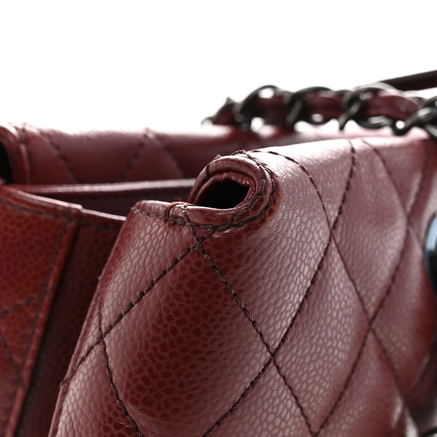 Caviar Quilted City Shopping Tote Dark Red - Image 12