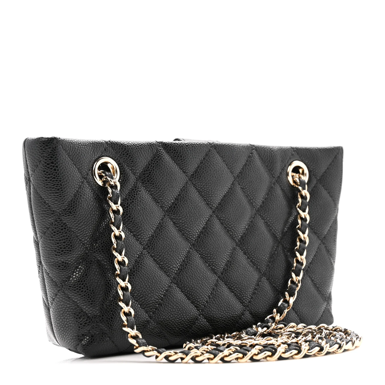 Caviar Quilted Classic Clutch Tote With Chain Black - Image 3