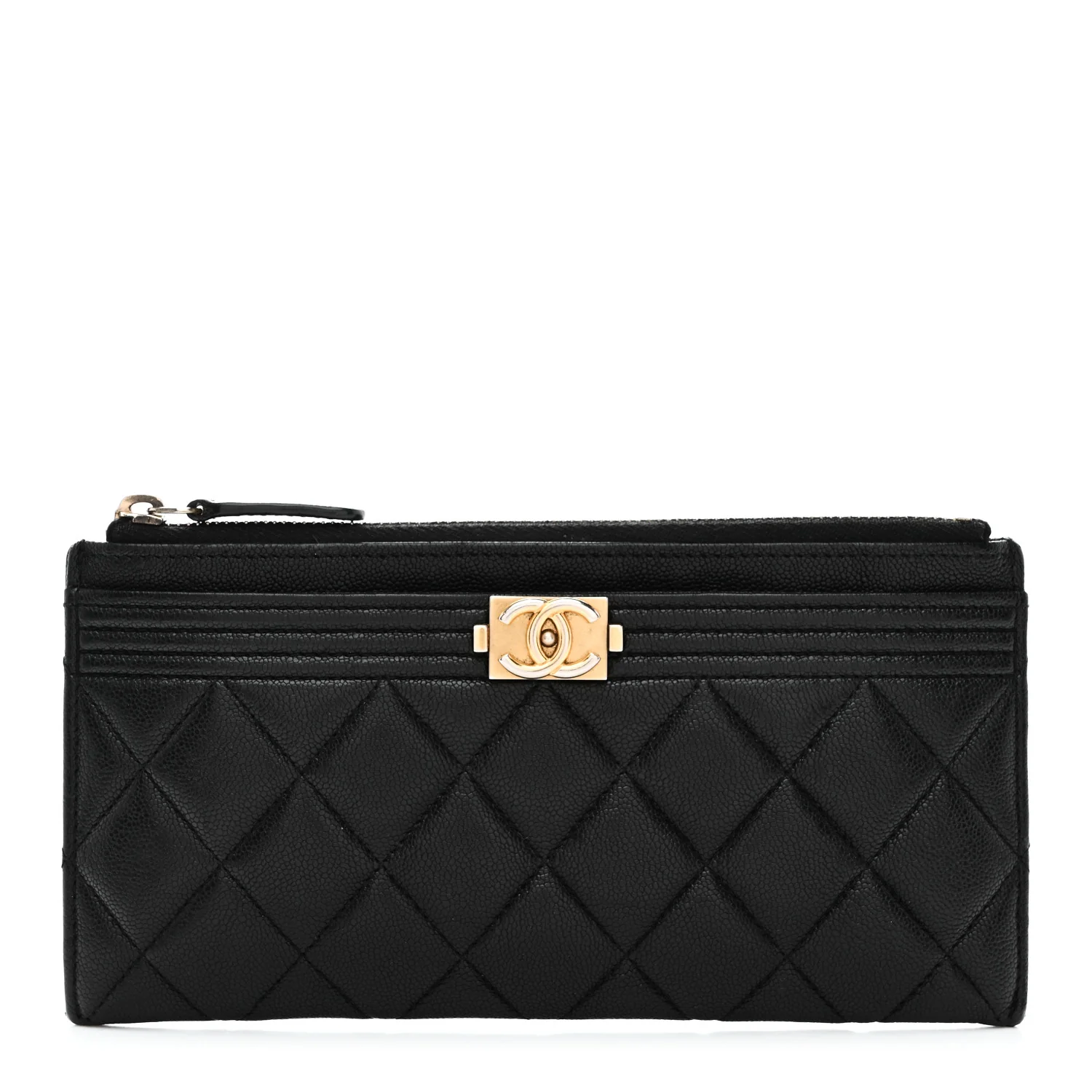 Caviar Quilted Classic Zip Boy Pouch Black