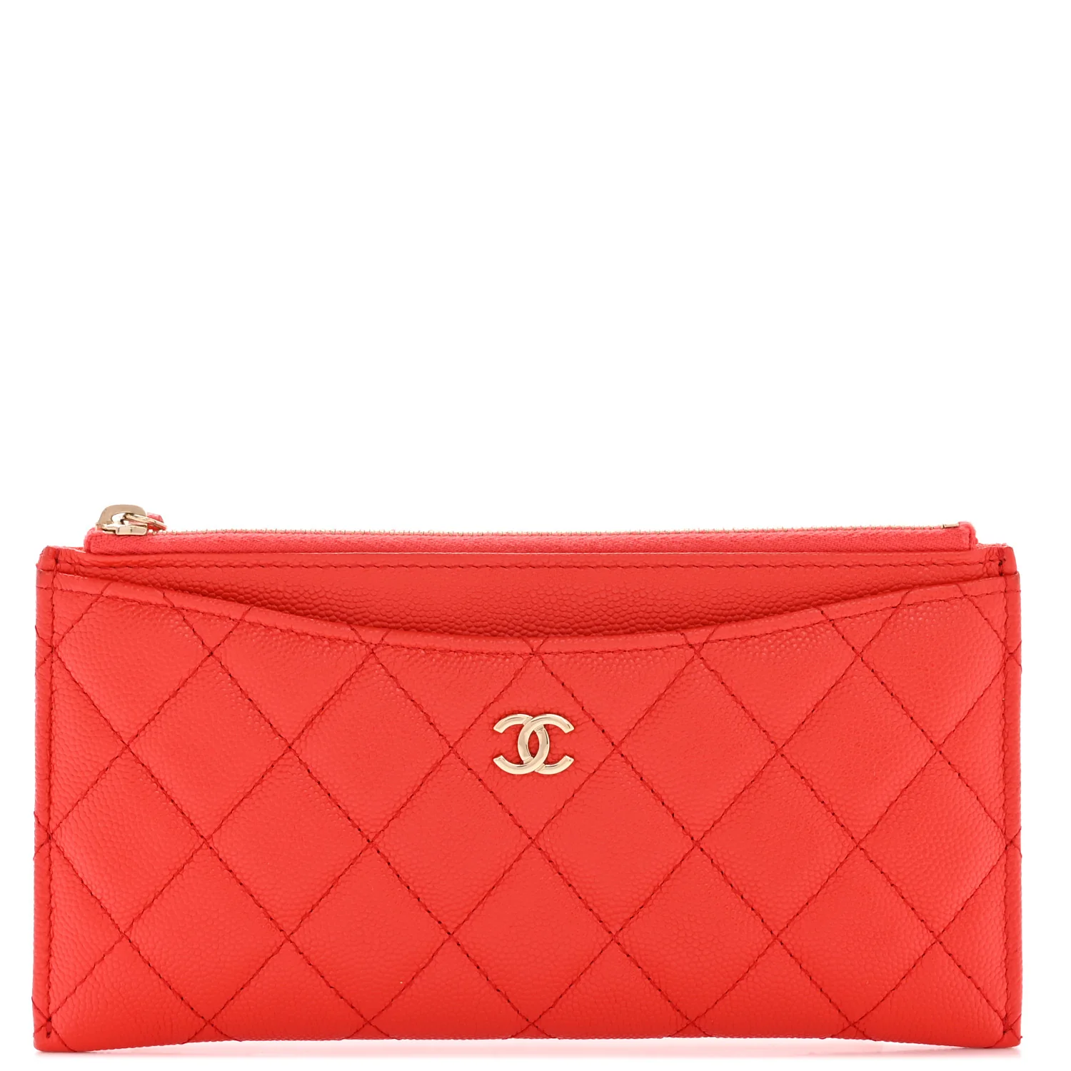 Caviar Quilted Classic Zip Pouch Red