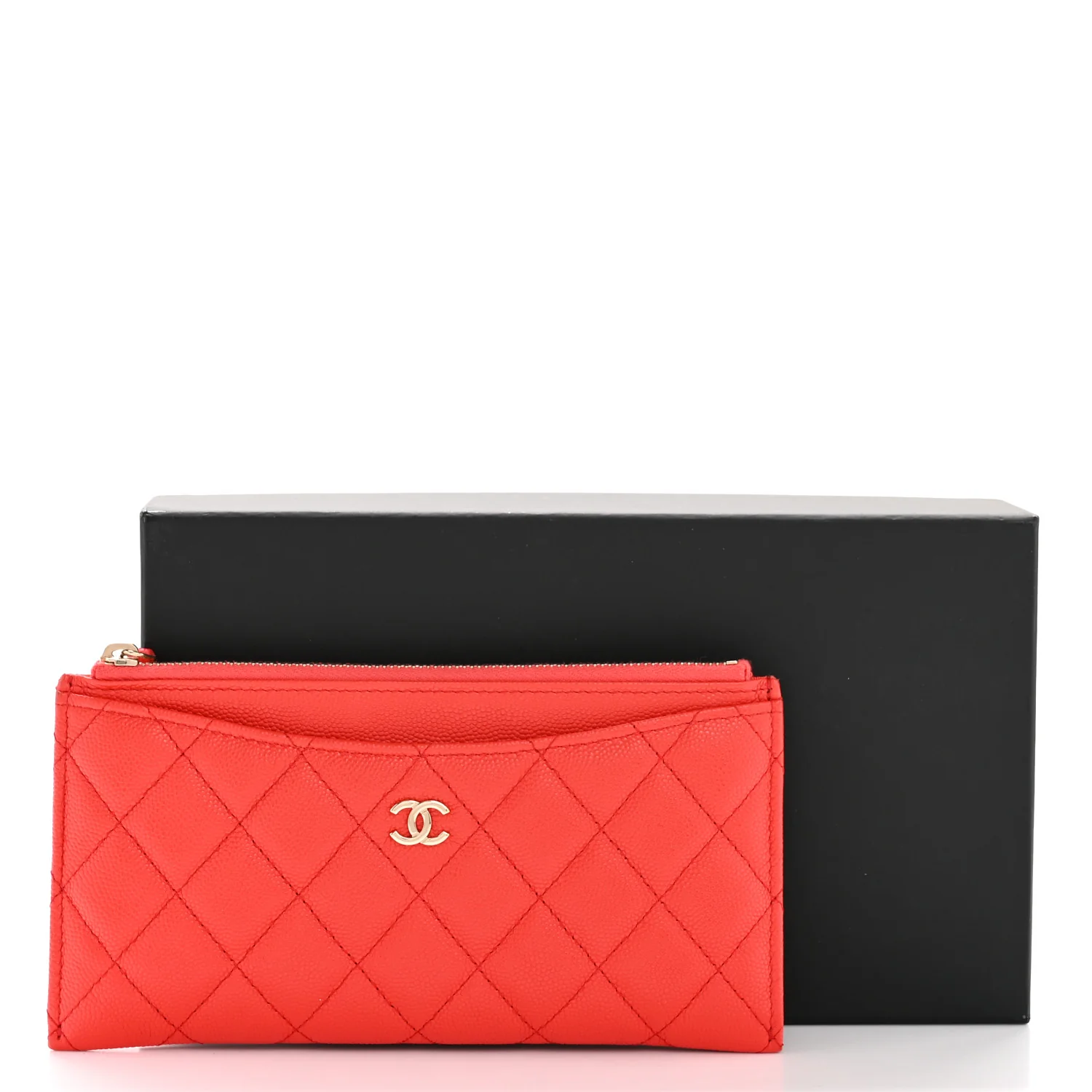 Caviar Quilted Classic Zip Pouch Red - Image 10