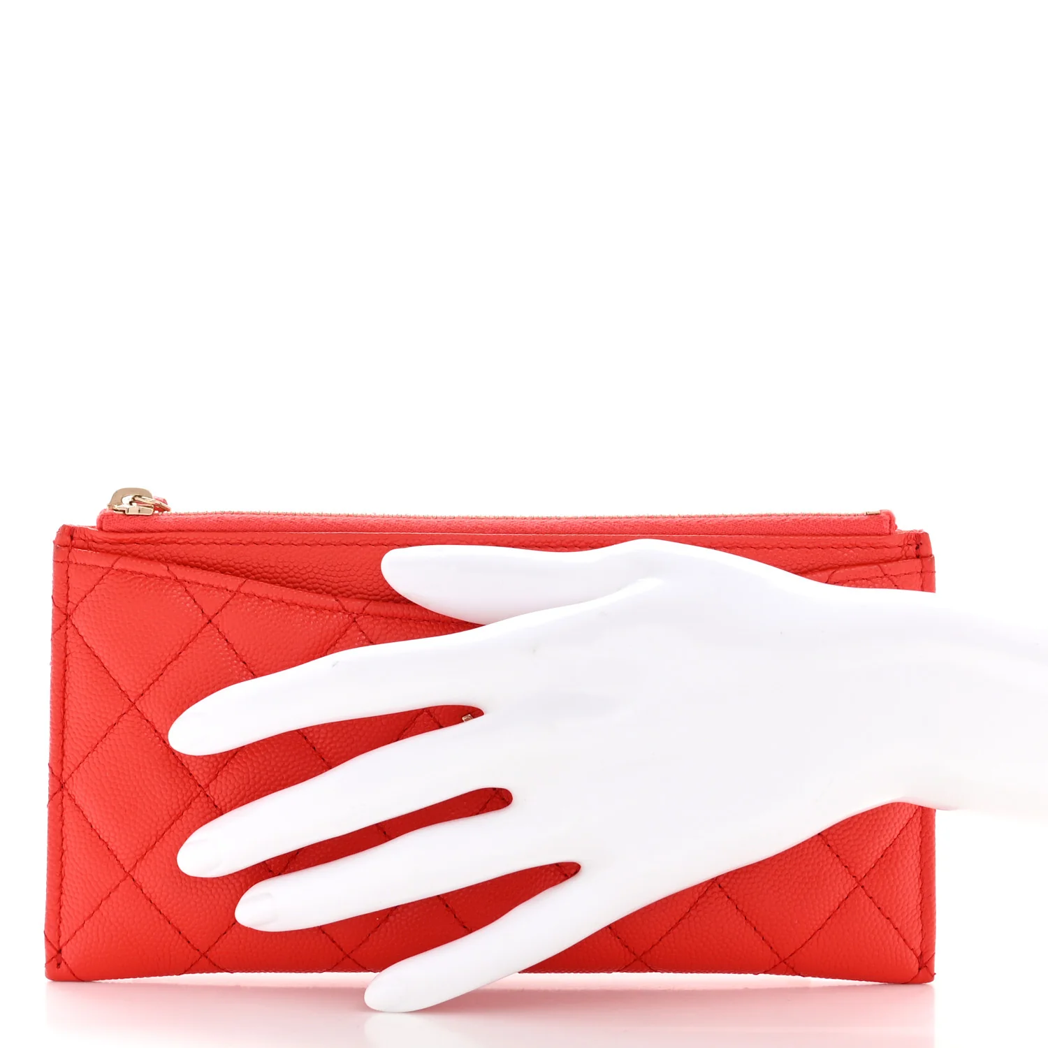 Caviar Quilted Classic Zip Pouch Red - Image 2