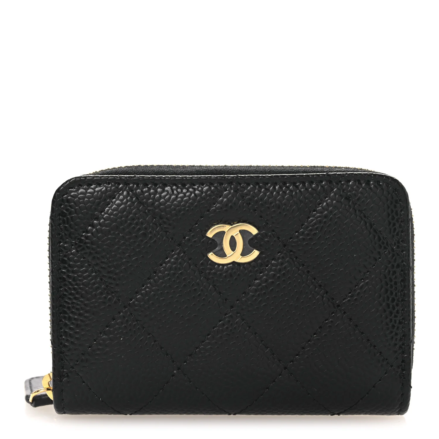 Caviar Quilted Classic Zipped Coin Purse Black