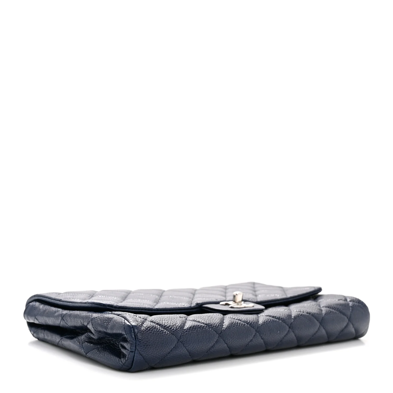 Caviar Quilted Clutch With Chain Flap Navy Blue - Image 4