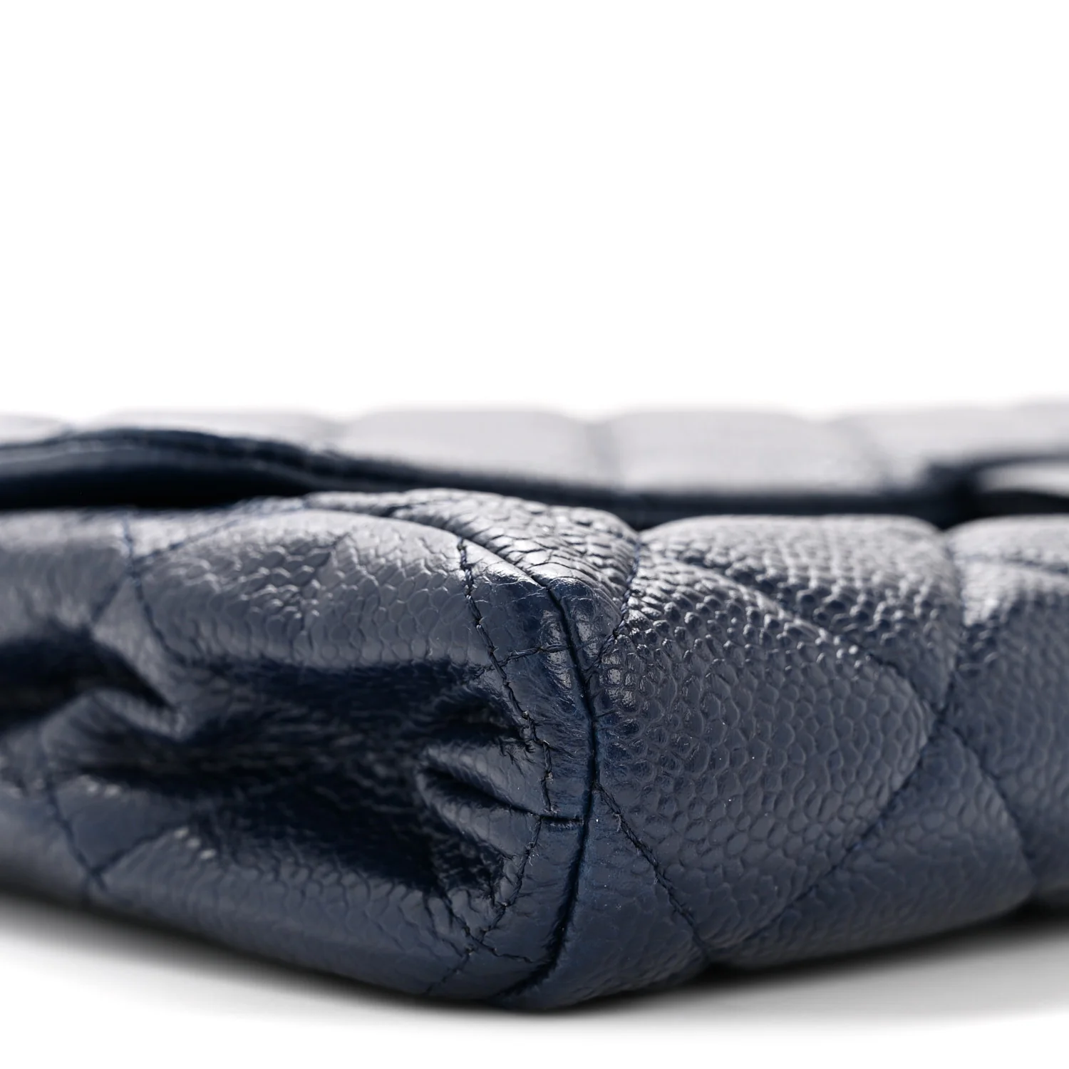 Caviar Quilted Clutch With Chain Flap Navy Blue - Image 9