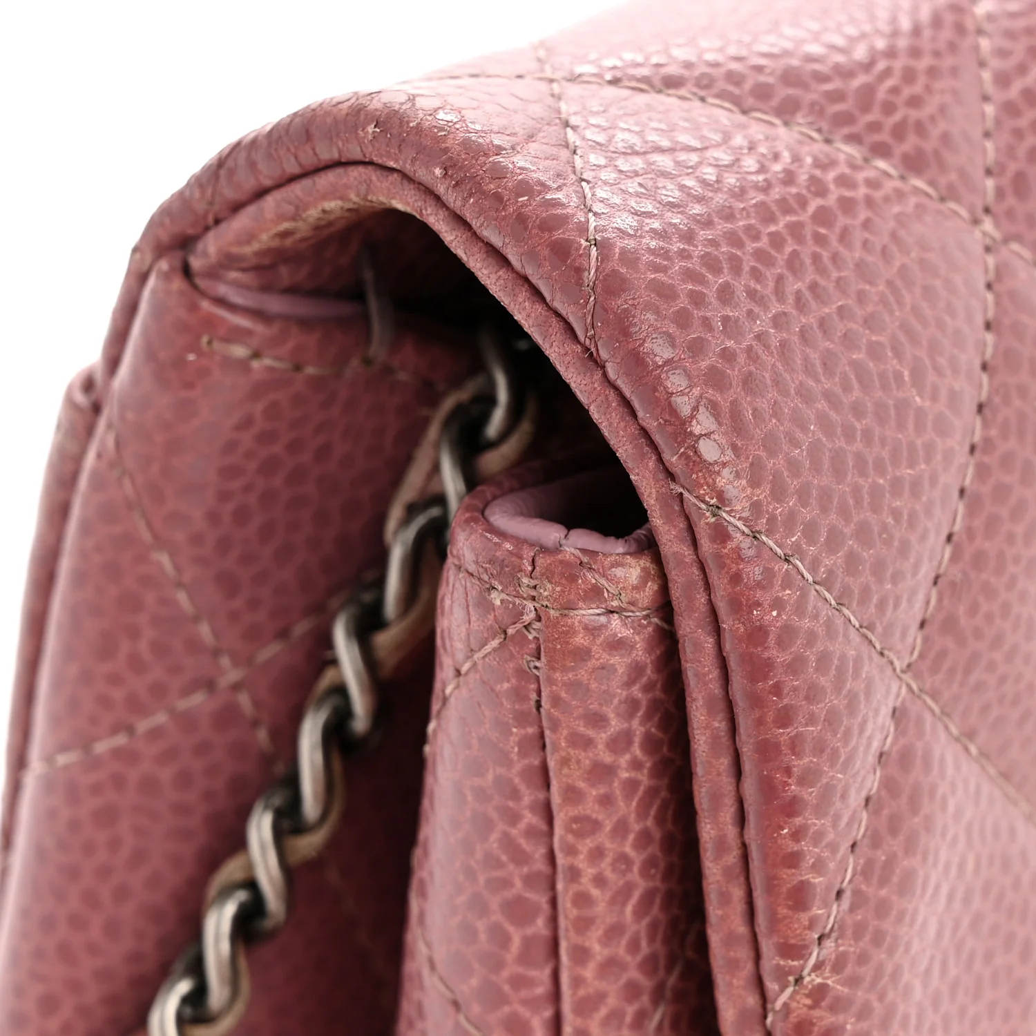Caviar Quilted Clutch With Chain Flap Purple - Image 16