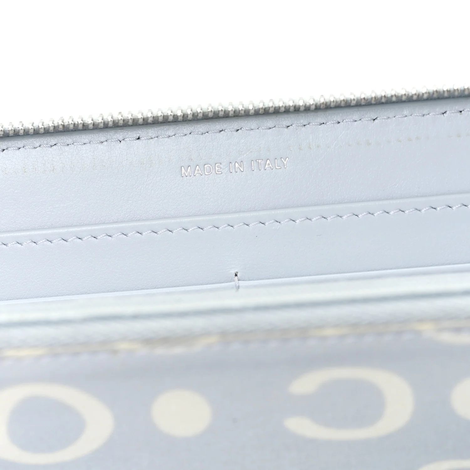 Caviar Quilted Coco Chanel Logo CC Large Gusset Zip Around Wallet Light Blue - Image 7