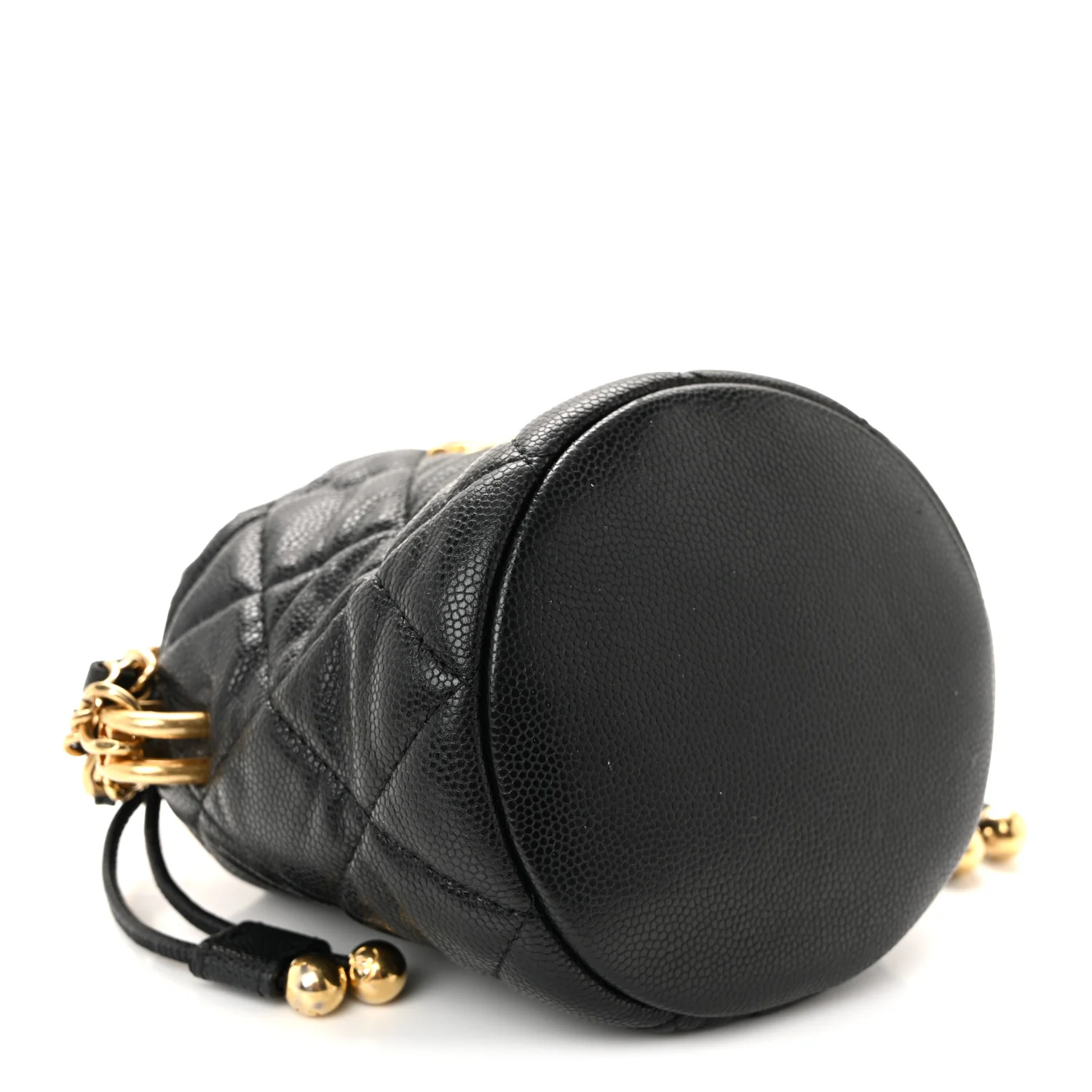 Caviar Quilted Coco First Bucket Clutch With Chain Black - Image 4